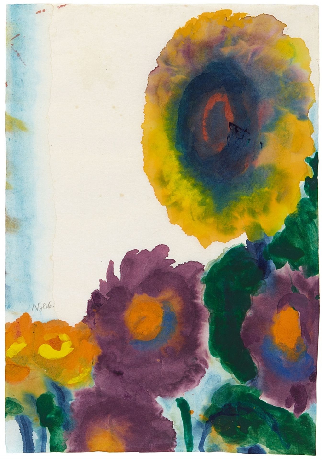 Emil Nolde<BR>Blaue Astern und Sonnenblume