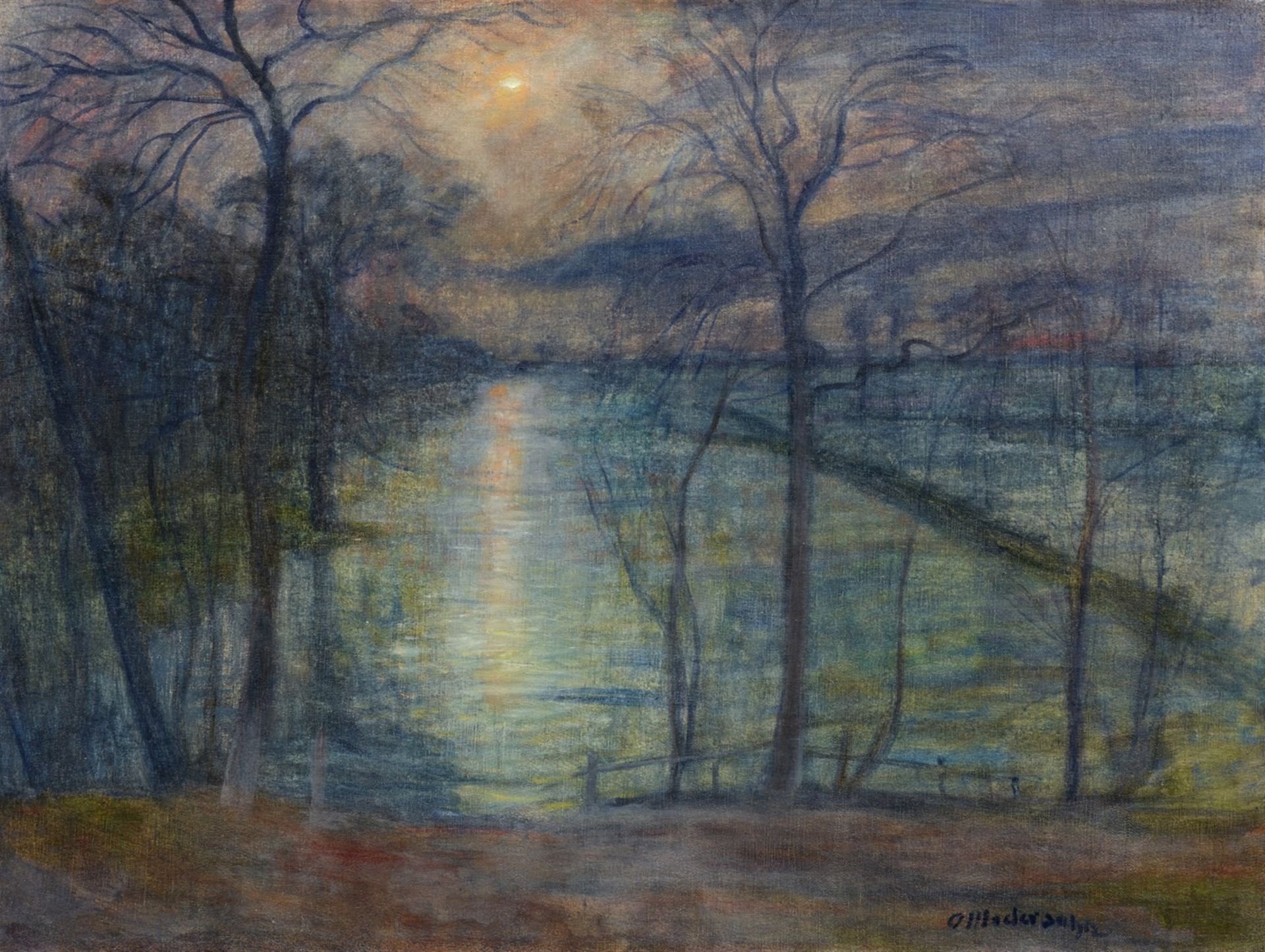 Otto Modersohn<BR>Mondnacht (Atelierblick nach Osten)