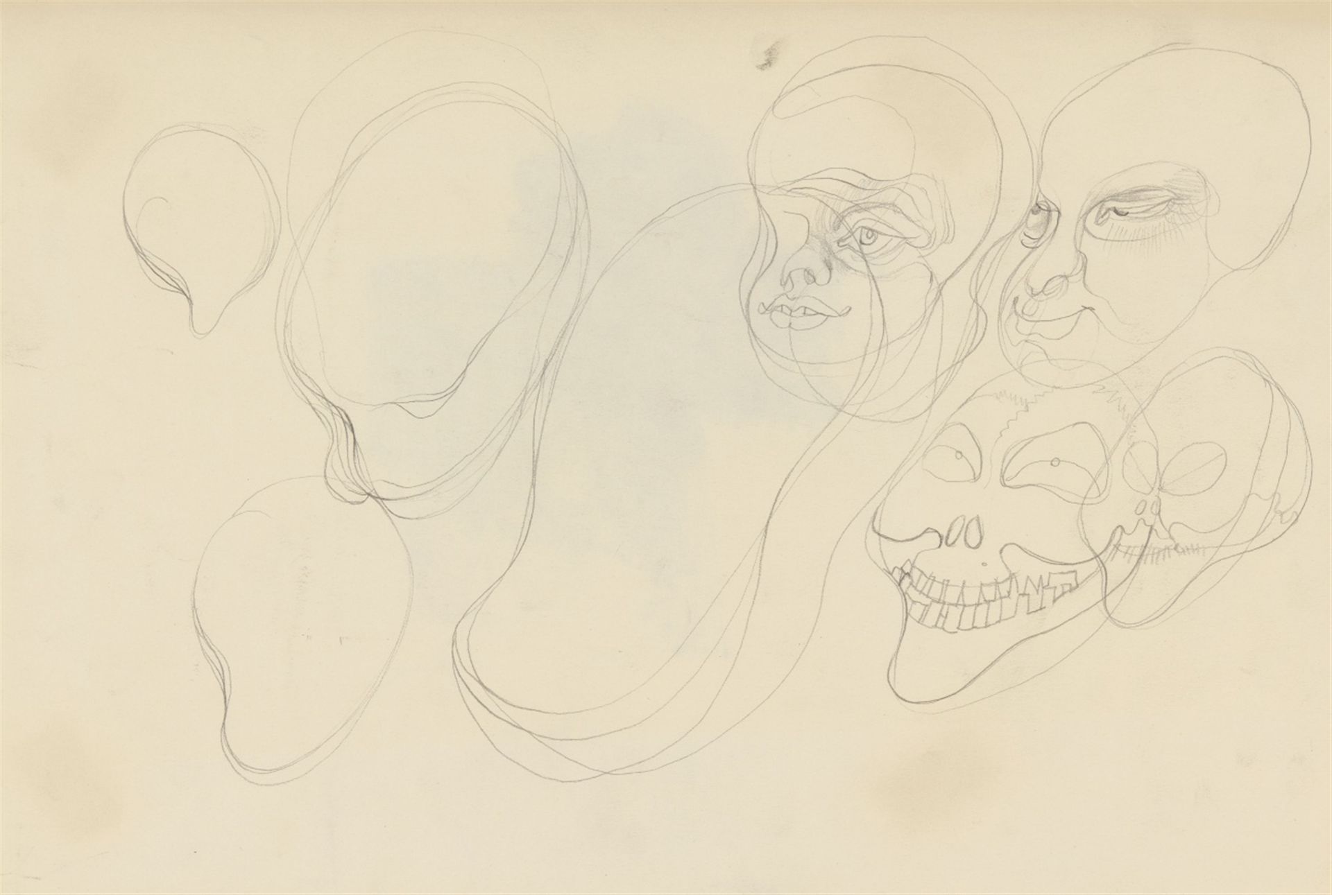 Hans BellmerOhne Titel (Dame mit animalischem Hut). Rückseitig: Kopfstudien - Bild 2 aus 2