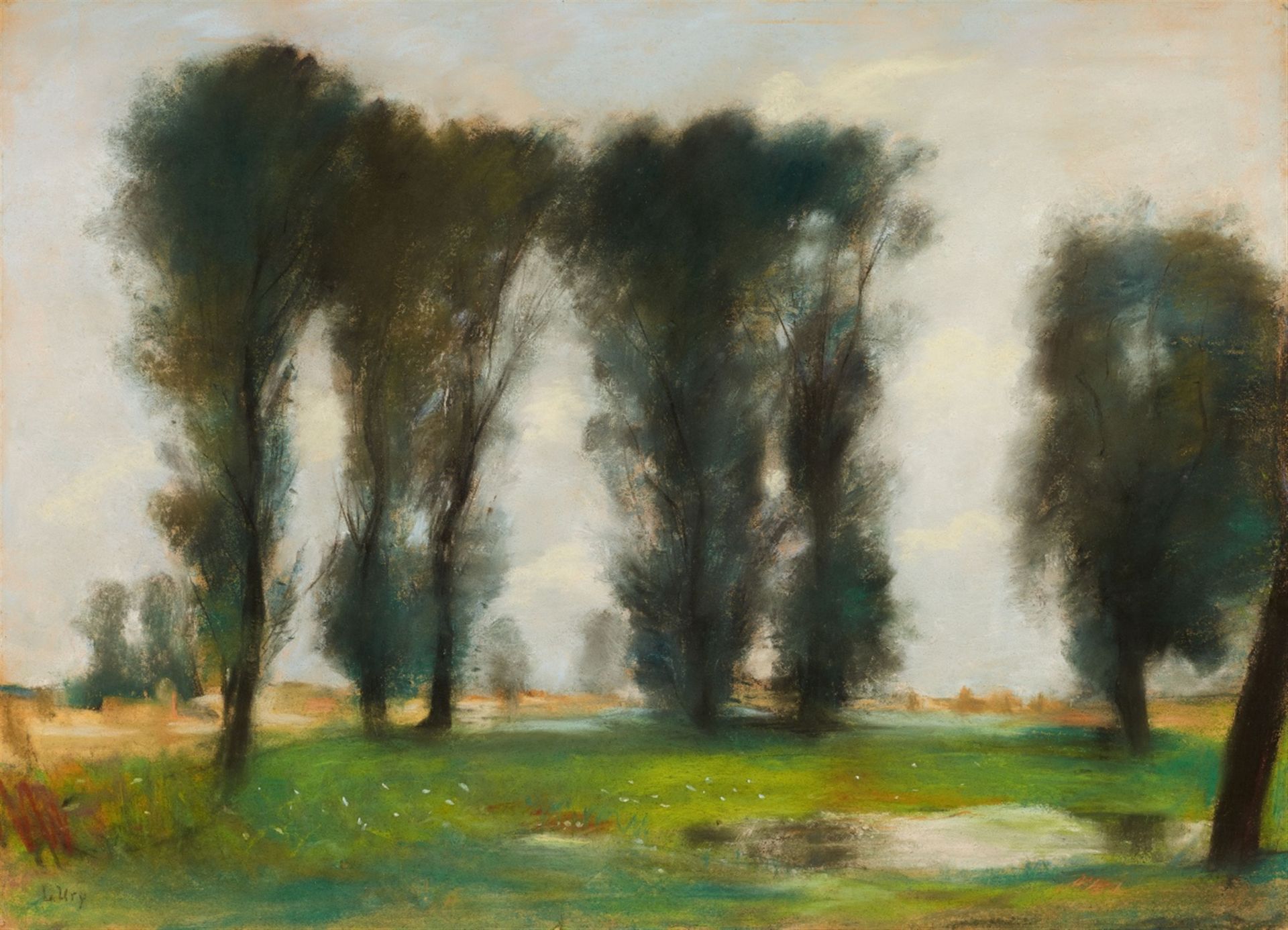 Lesser Ury<BR>Pappeln an einem Tümpel (Mark Brandenburg)