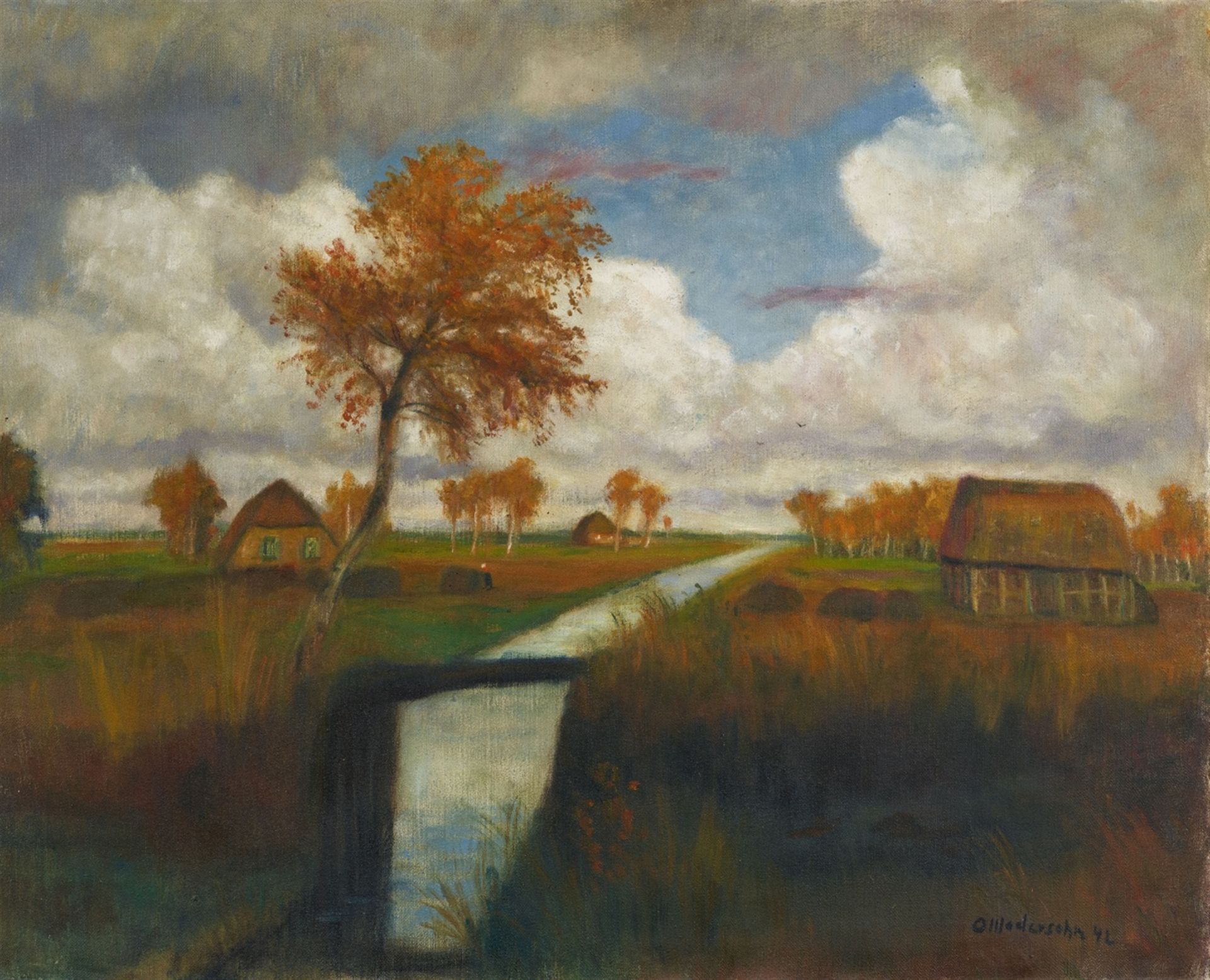 Otto Modersohn<BR>Herbst im Moor - Moorbrücke