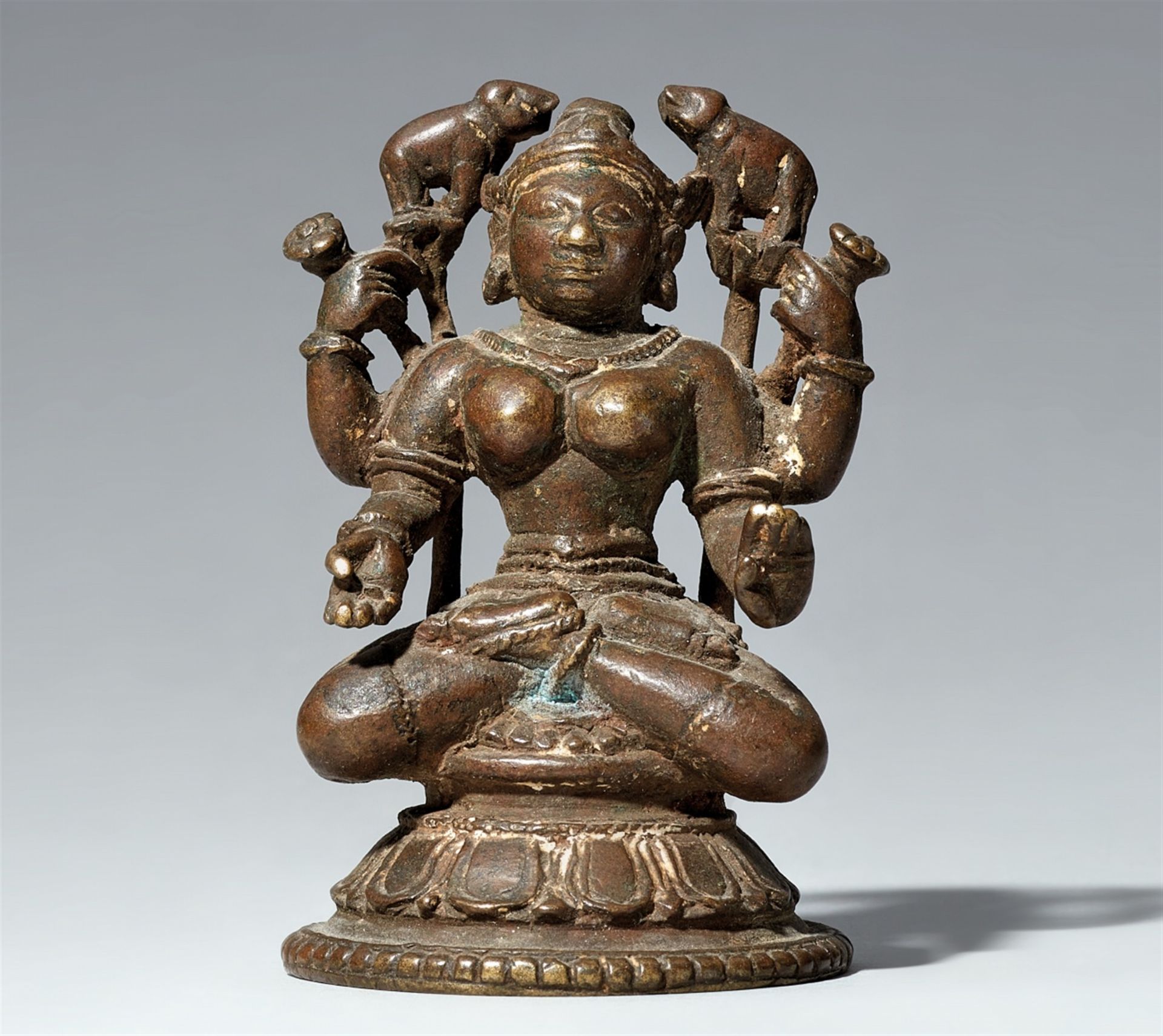 An Orissa copper alloy figure of Gaja Lakshmi. Eastern India. 18th/19th century