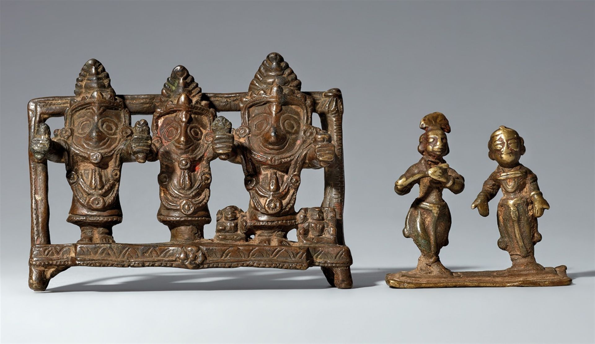 Two Indian copper alloy figure groups. 18th/19th century