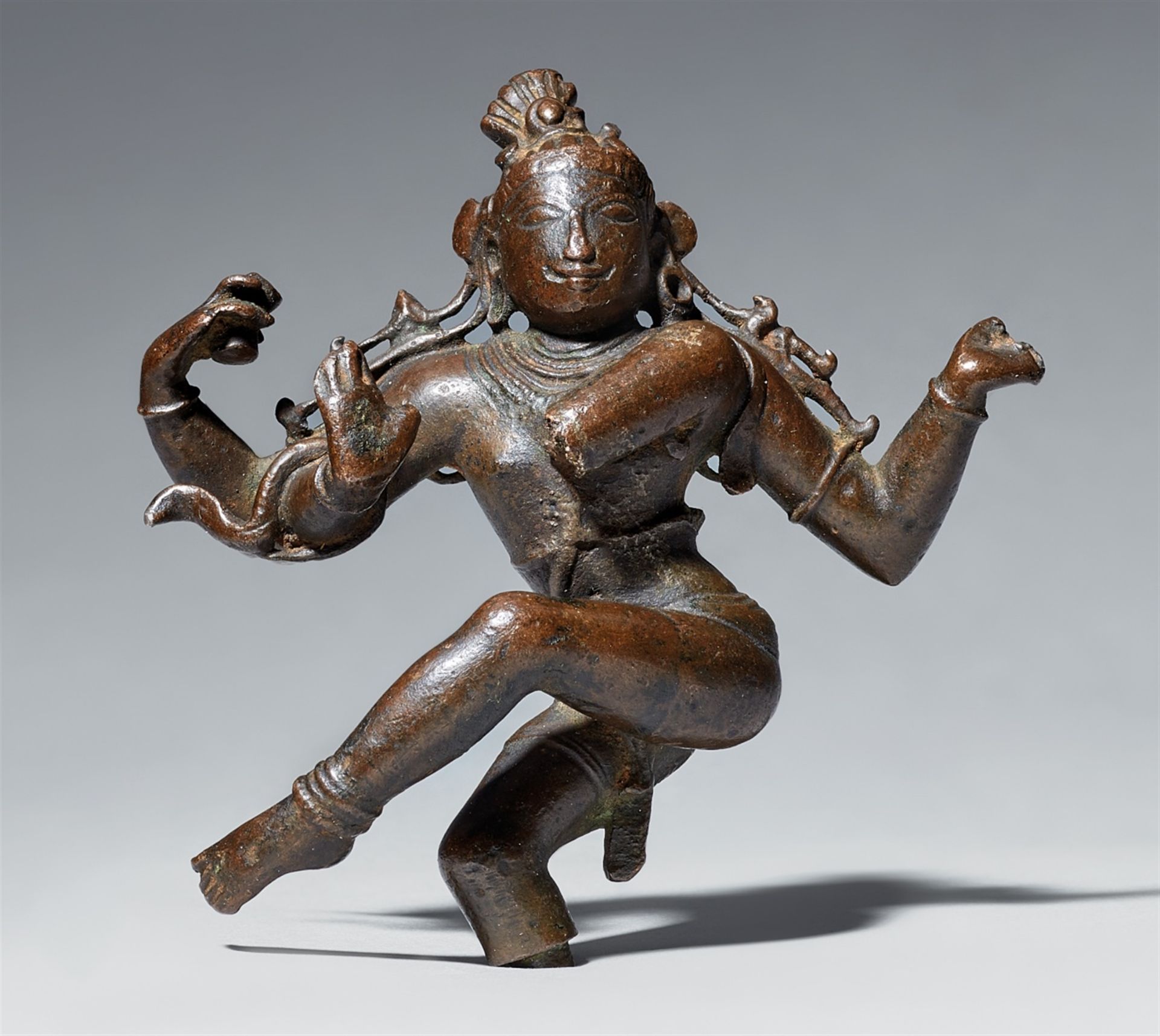 A South Indian bronze fragment of Shiva as Nataraja. Late Chola period, 10th/11th century