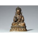 Figur eines Guanyin. Bronze. Tibetochinesisch. 18. Jh.