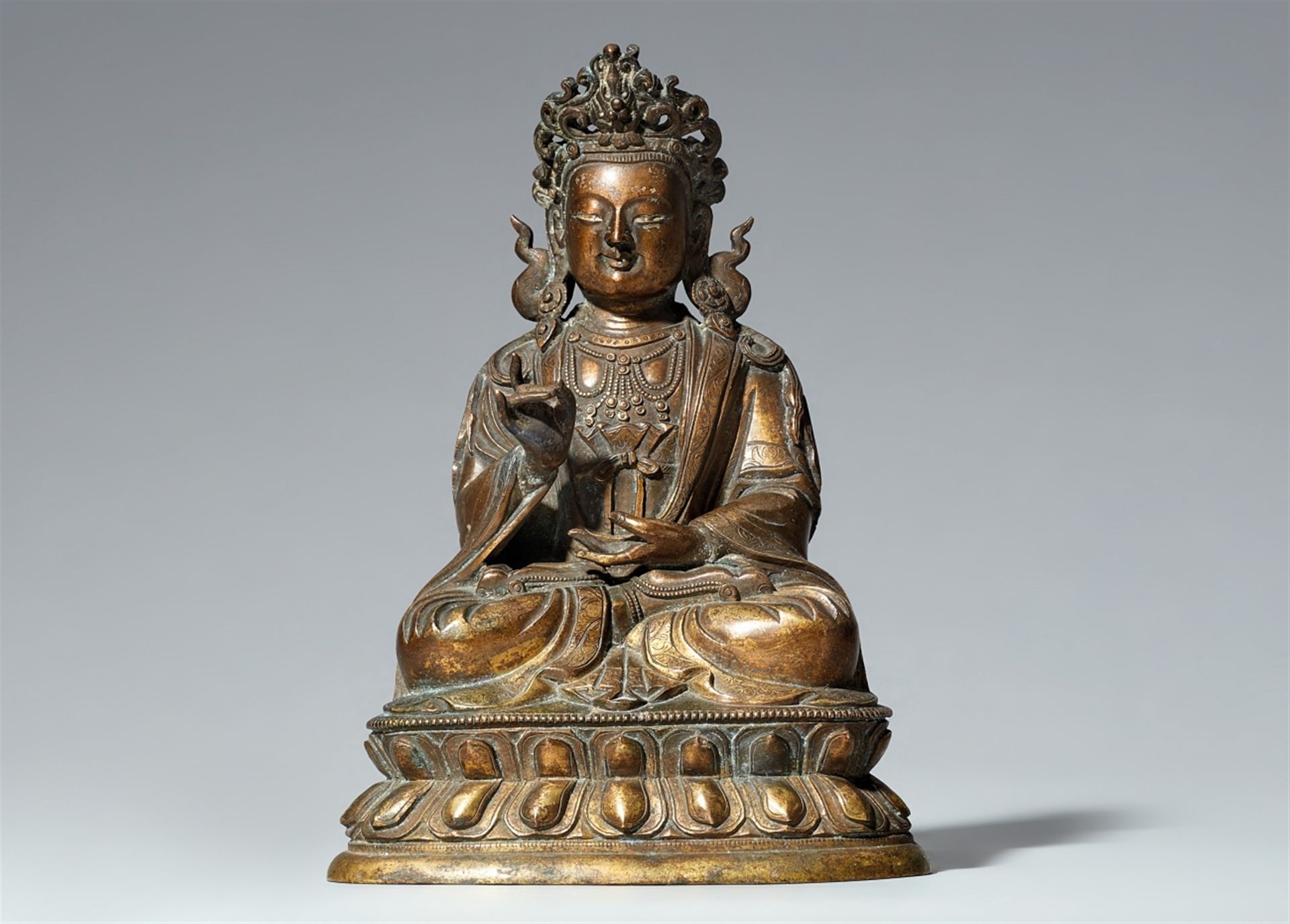 Figur eines Guanyin. Bronze. Tibetochinesisch. 18. Jh.