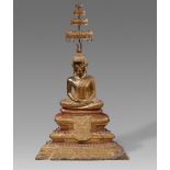 Buddha Shakyamuni. Bronze, über Schwarzlack vergoldet, und roter Lack. Thailand, Ratanakosin. 19. Jh