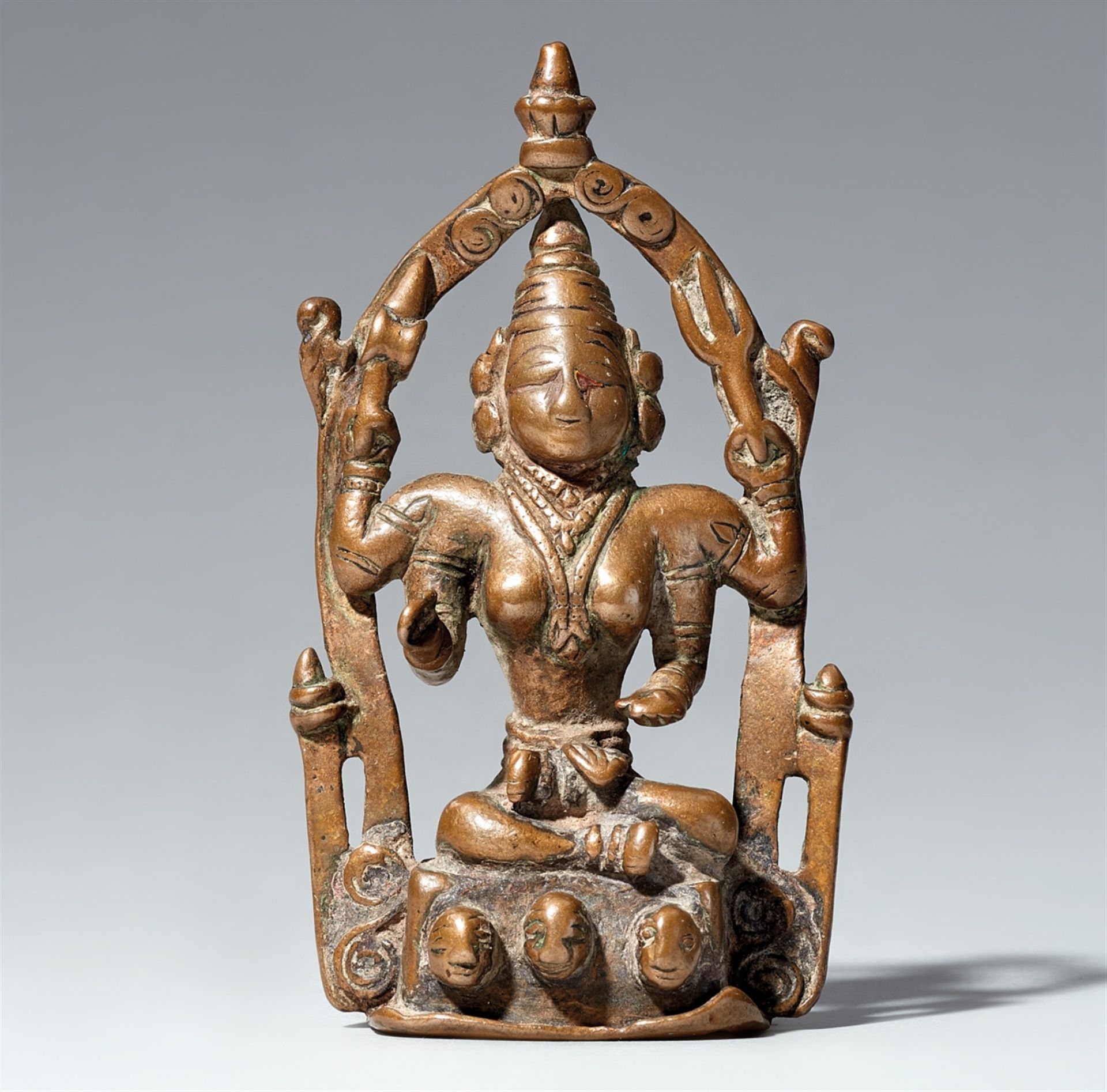 A Maharashtra copper alloy altar of Durga. Central India. 19th century