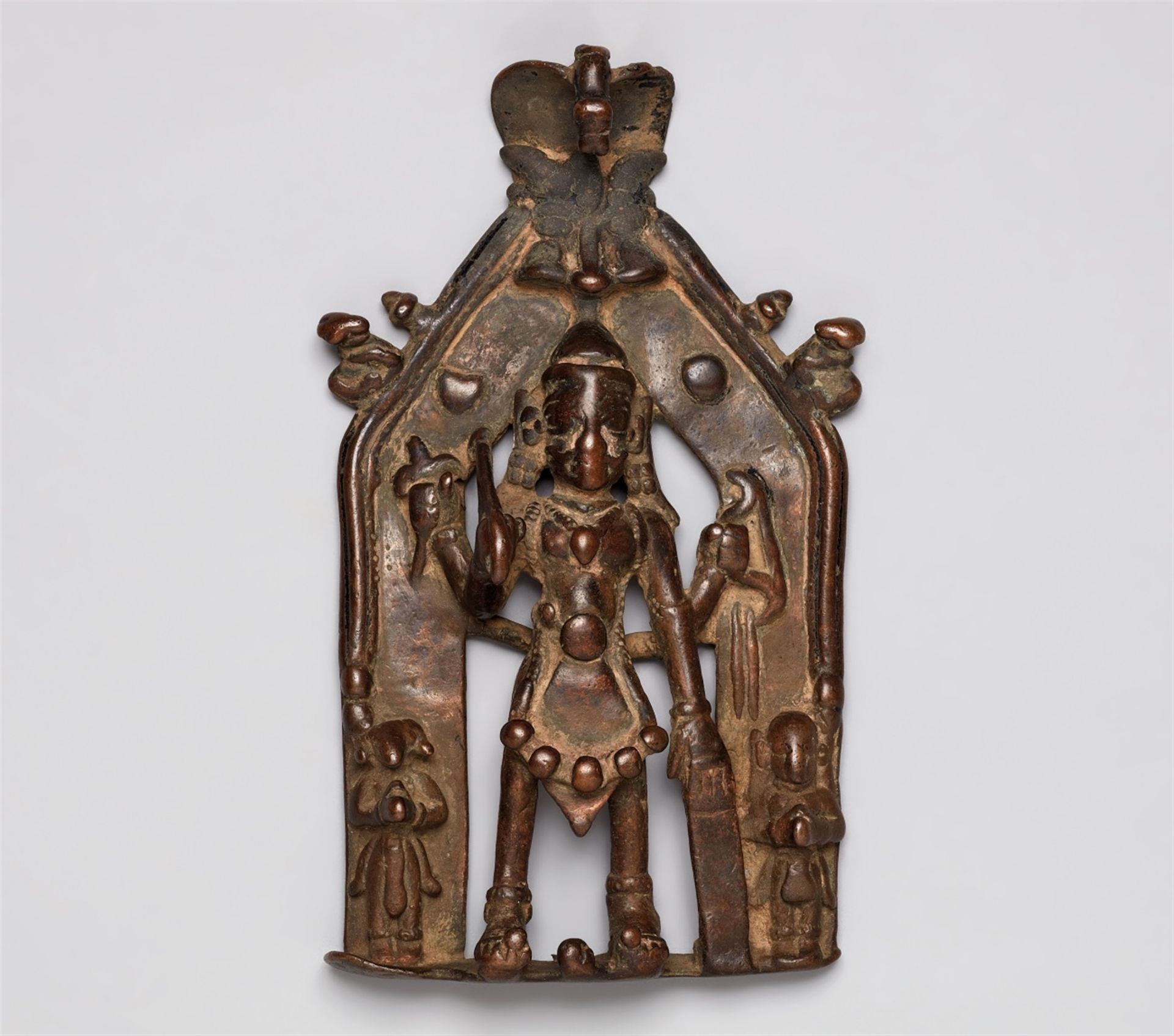 A Maharashtra copper alloy plaque of Virabhadra. 19th century