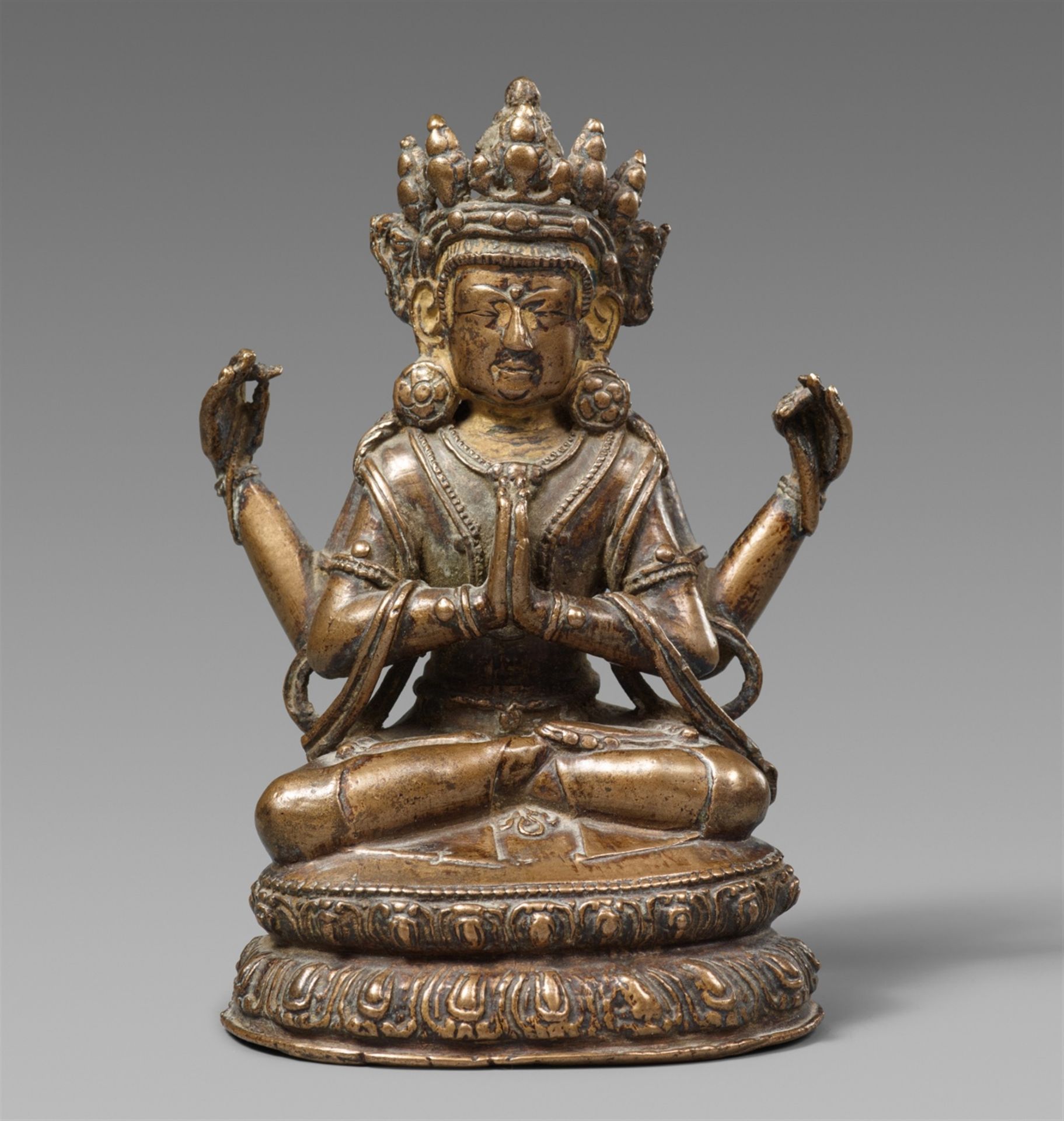 Avalokiteshvara Shadakshari. Bronze. Tibet. 16./17. Jh.