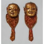 Paar Ritual-Tanzmasken. Bronze, vergoldet. Tibet