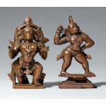 Zwei Figuren des Hanuman. Kupferlegierung. Süd-Indien. 19./20. Jh.