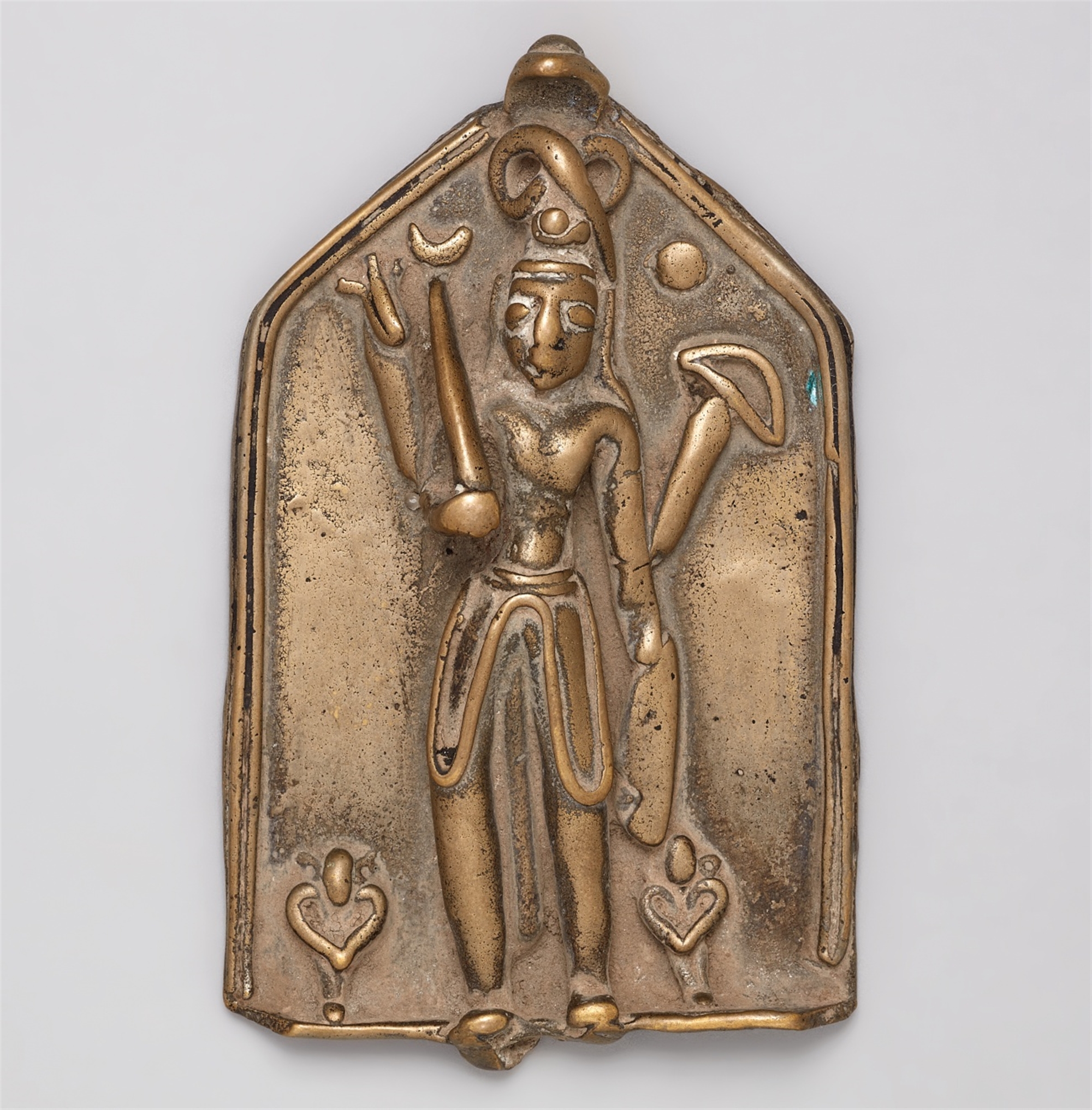 A Karnataka copper alloy plaque. Southern India. 19th century