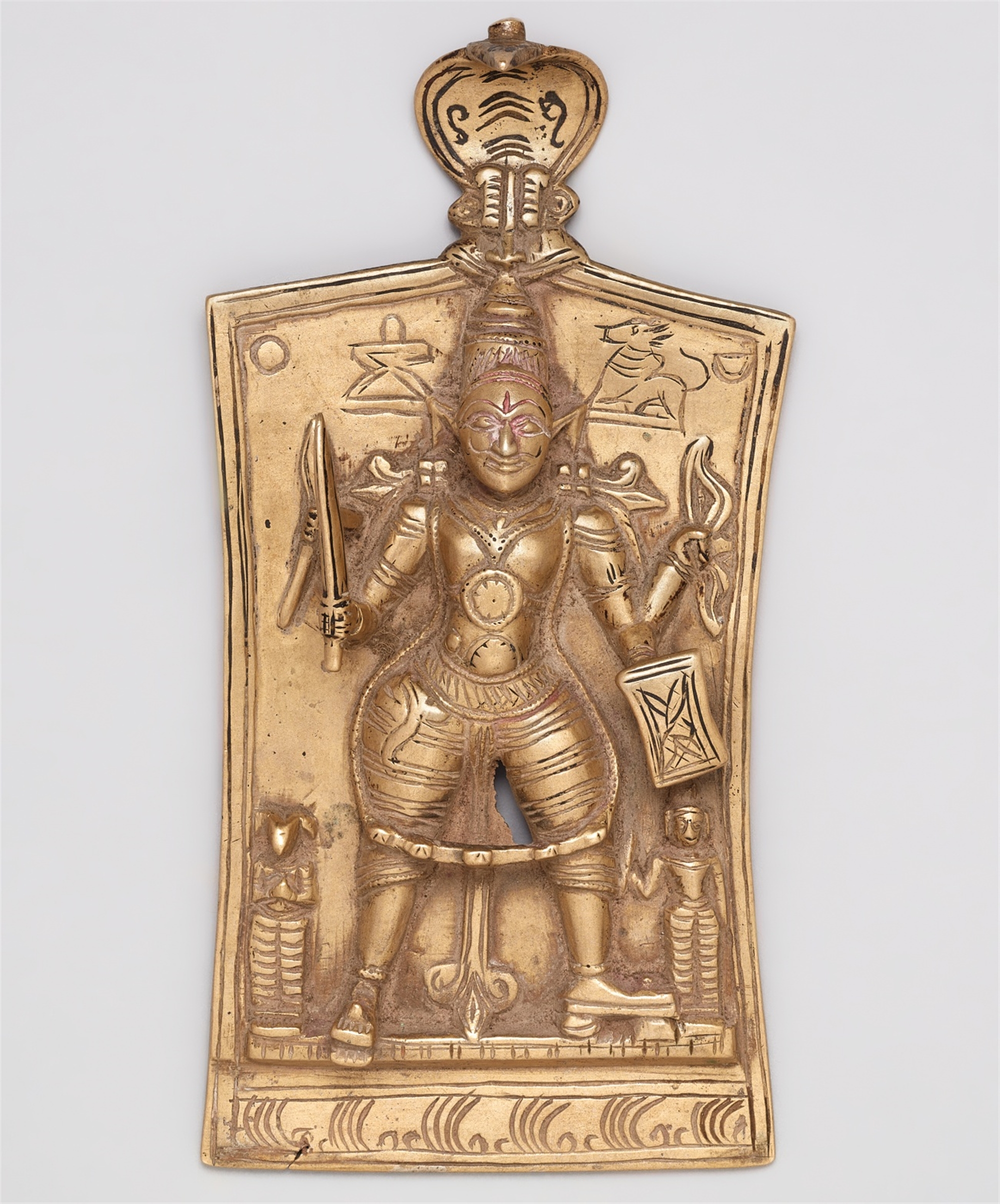 A Karnataka copper alloy plaque. Southern India. 19th century 