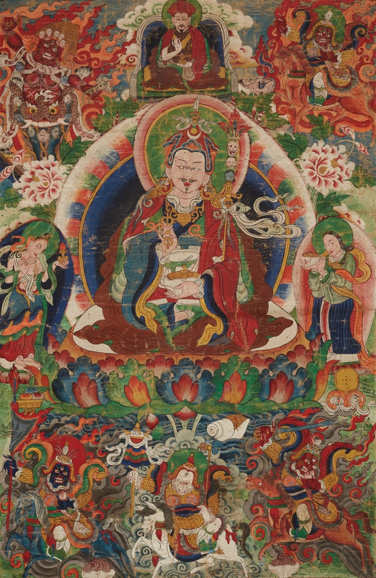 Thangka des Padmasambhava. Tibet oder Bhutan. 19. Jh.