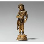 Stehender Bodhisattva. Feuervergoldete Bronze. Nepal. 17./18. Jh.