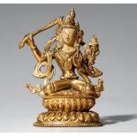 Manjushri. Feuervergoldete Bronze. Tibet. Spätes 19. Jh./frühes 20.