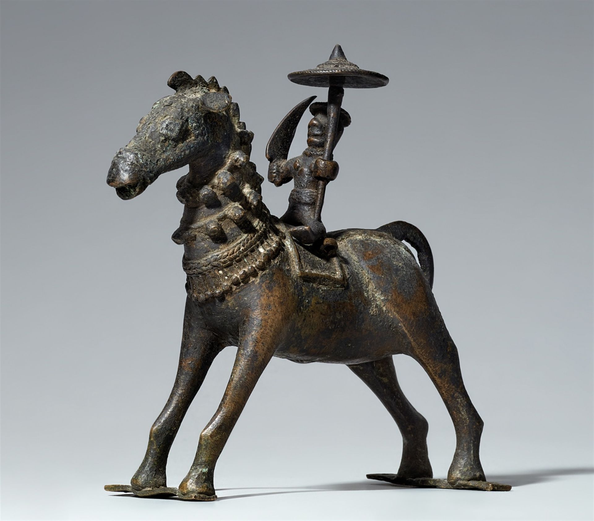 An Orissa copper alloy figure of a rider. Eastern India. 19th century