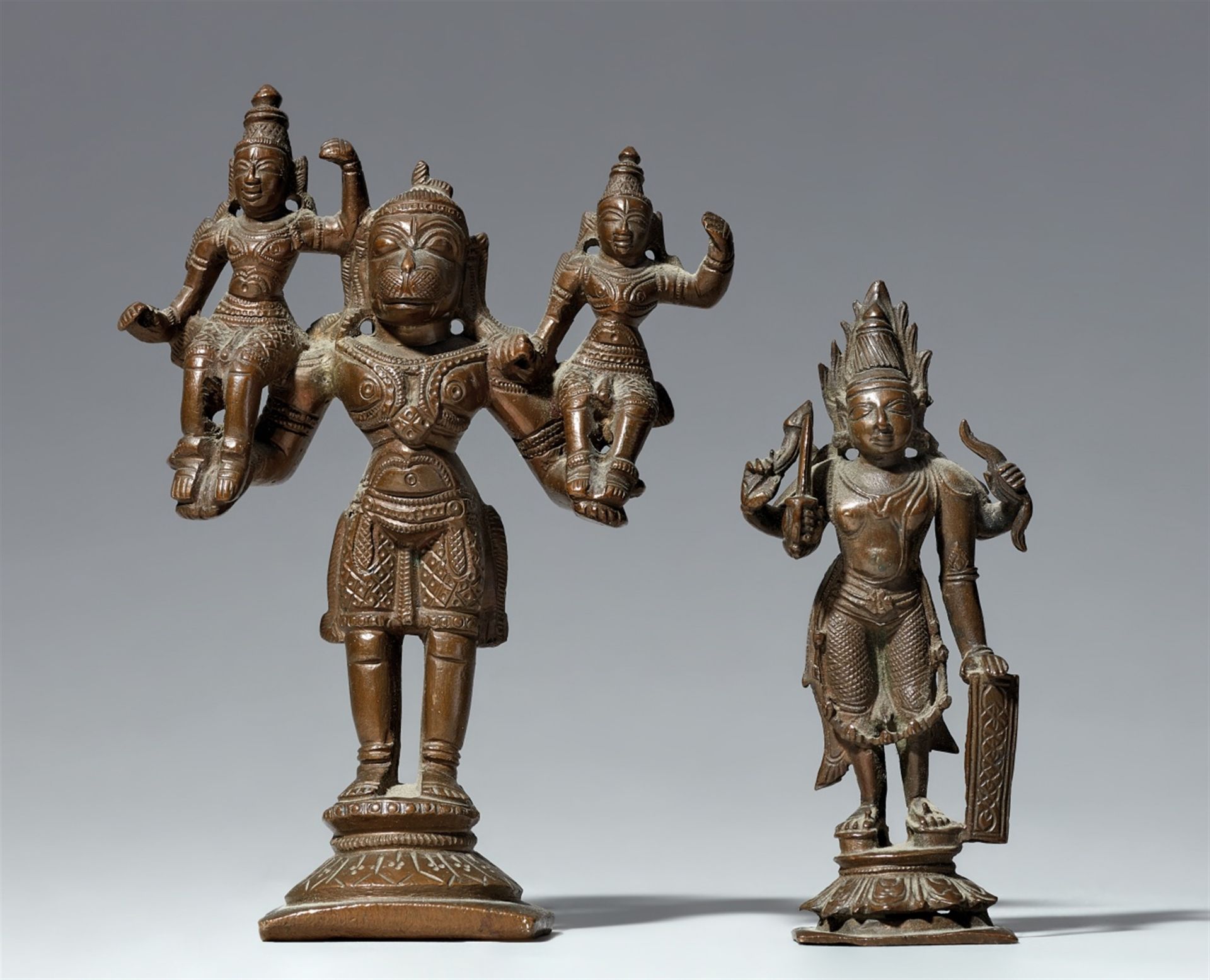 Two small South Indian copper alloy figures. 19th/20th century