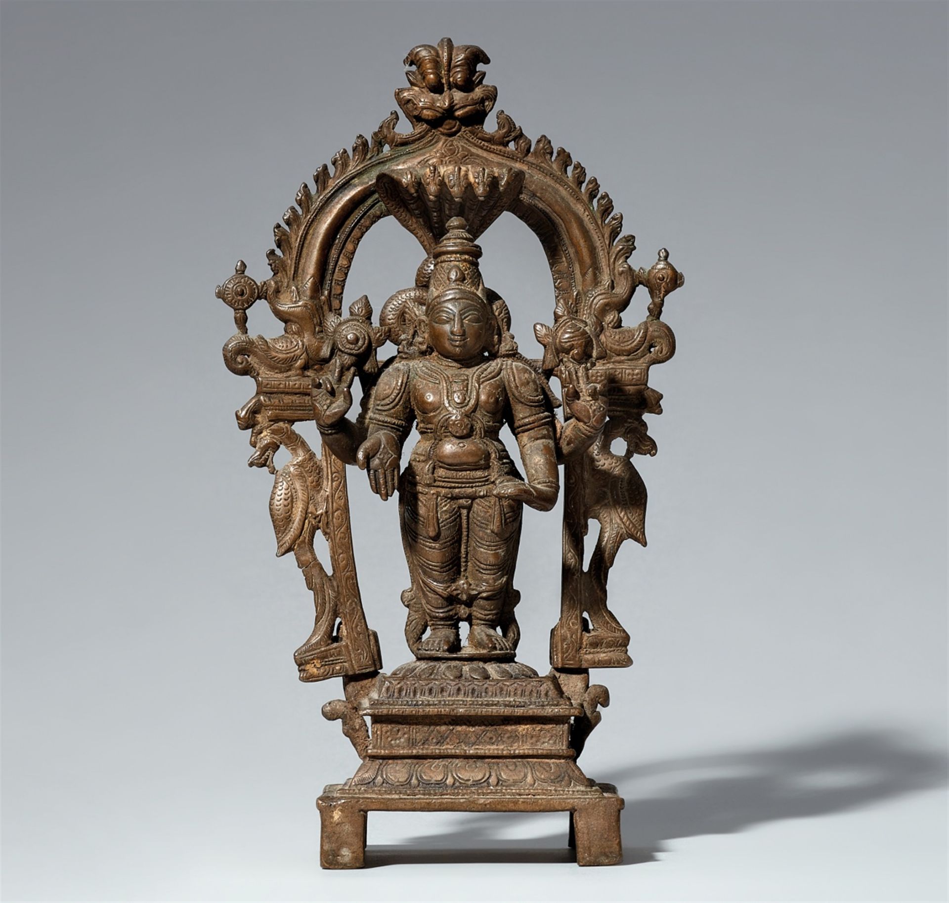 A South Indian copper alloy altar of Vishnu. 19th century