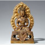 Buddha Amitayus. Feuervergoldete Bronze. Qianlong-Periode, inschriftlich datiert 1770