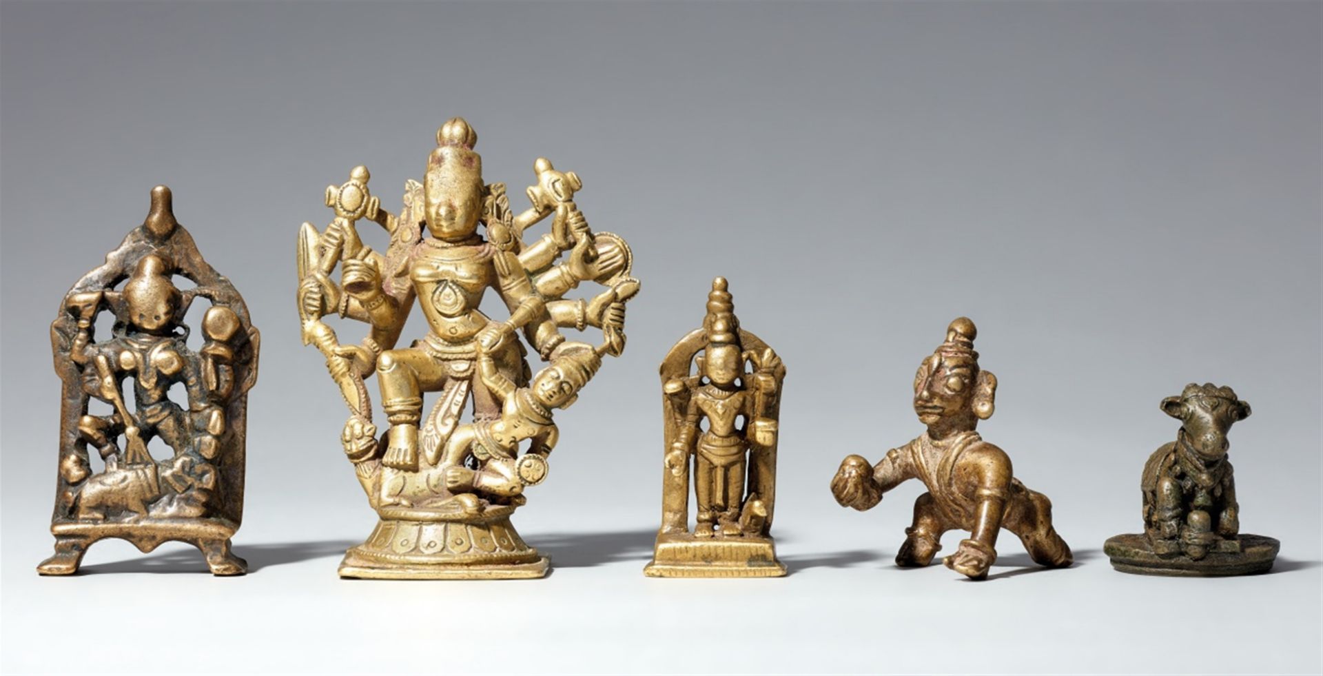 Five Central and South Indian copper alloy figures of deities. 17th/20th century