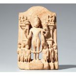 Kleine Stele des Vishnu. Heller Sandstein. Indien. 11. Jh.