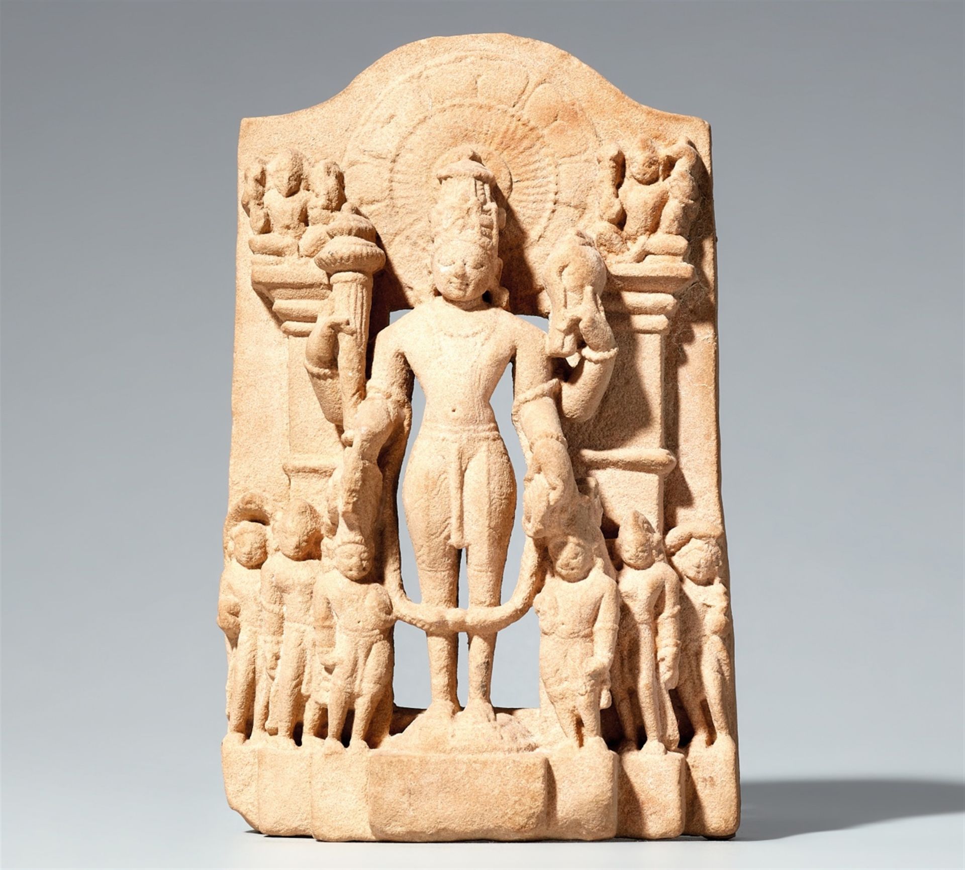 A small Indian sandstone stele of Vishnu. 11th century