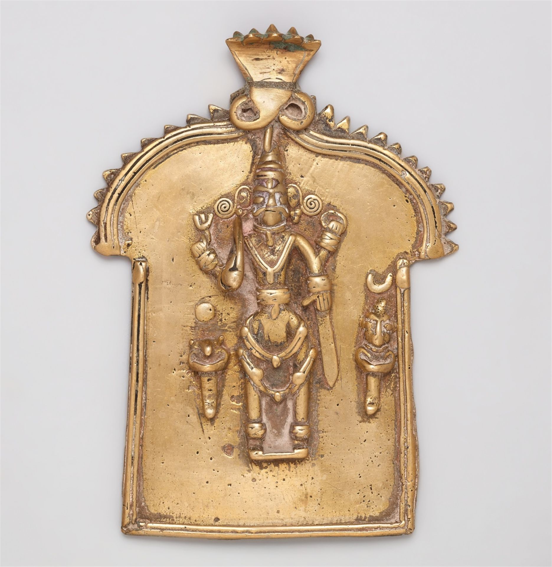 A Karnataka copper alloy plaque. Southern India. 19th century