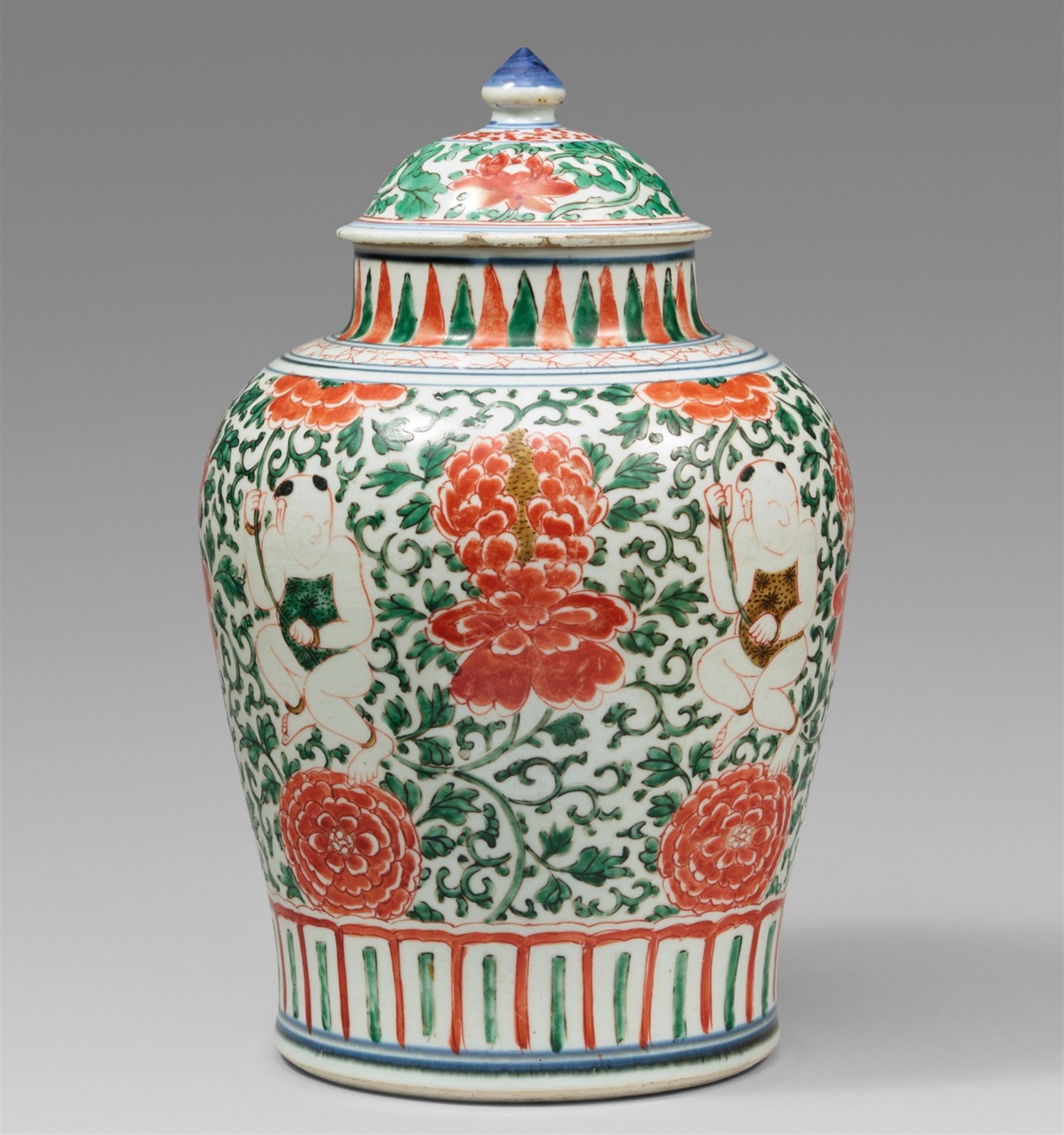 Großer wucai-Deckeltopf. Shunzhi-Periode (1644–1661)