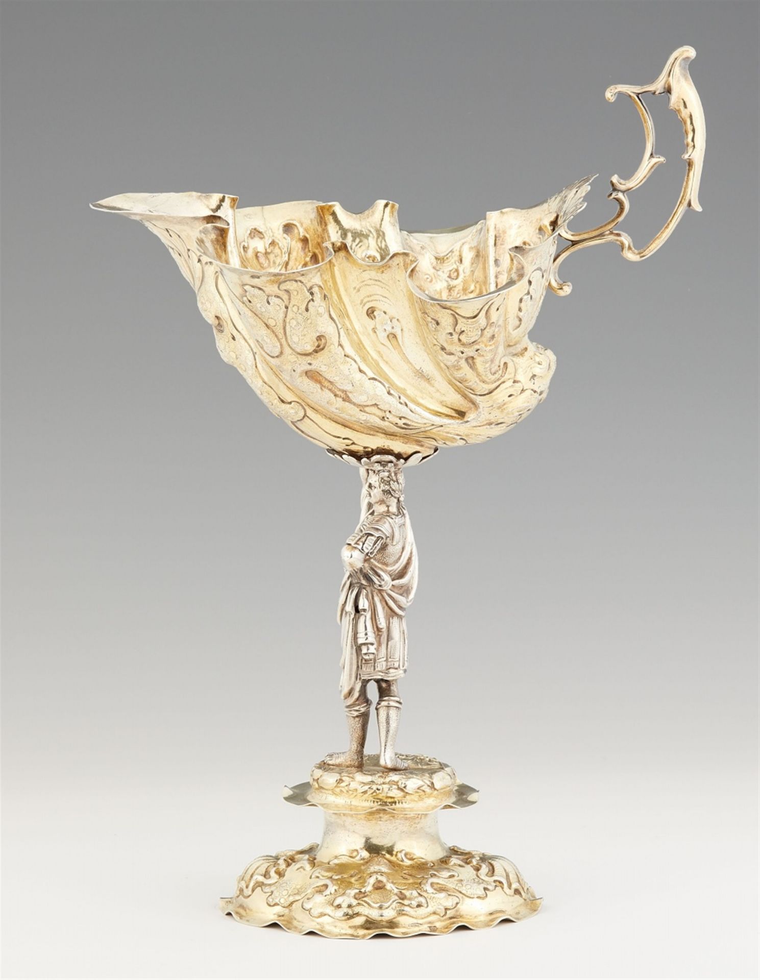 An Augsburg parcel gilt silver shell goblet - Image 3 of 3