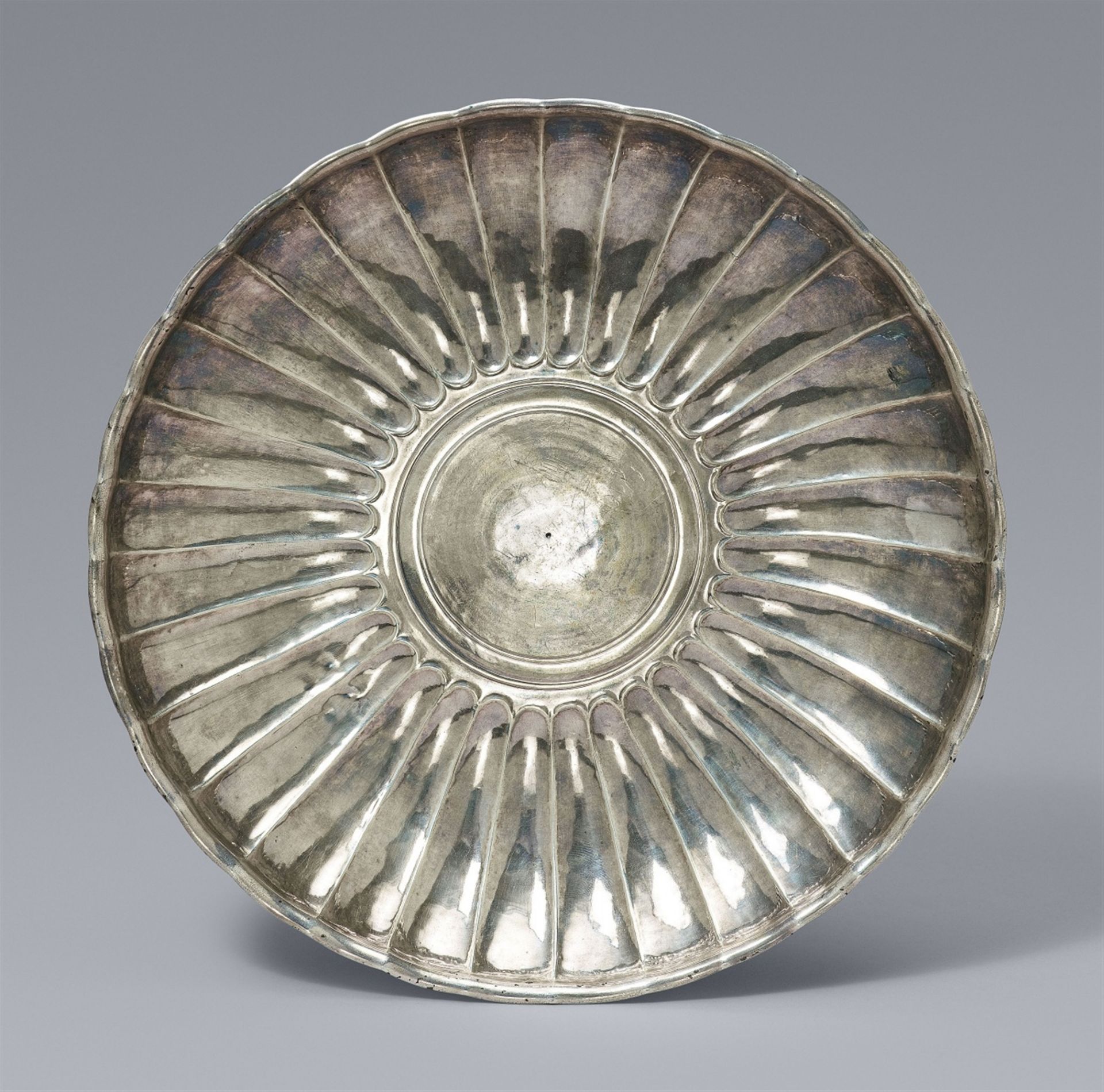 A rare gadrooned Roman silver dish - Image 2 of 2