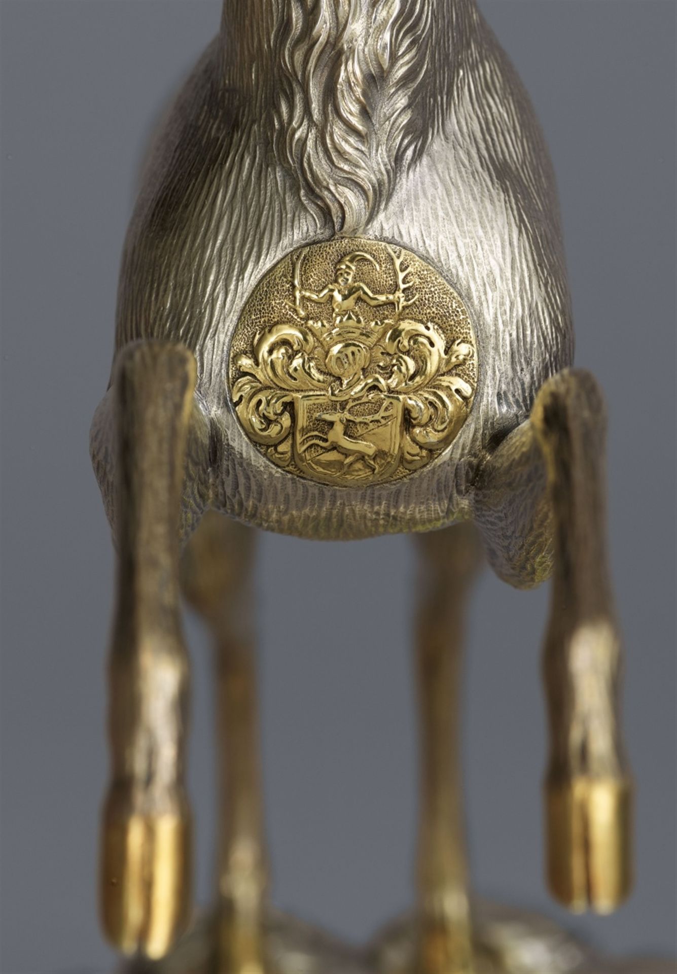 A parcel gilt silver drinking vessel in the form of a stag - Image 4 of 4