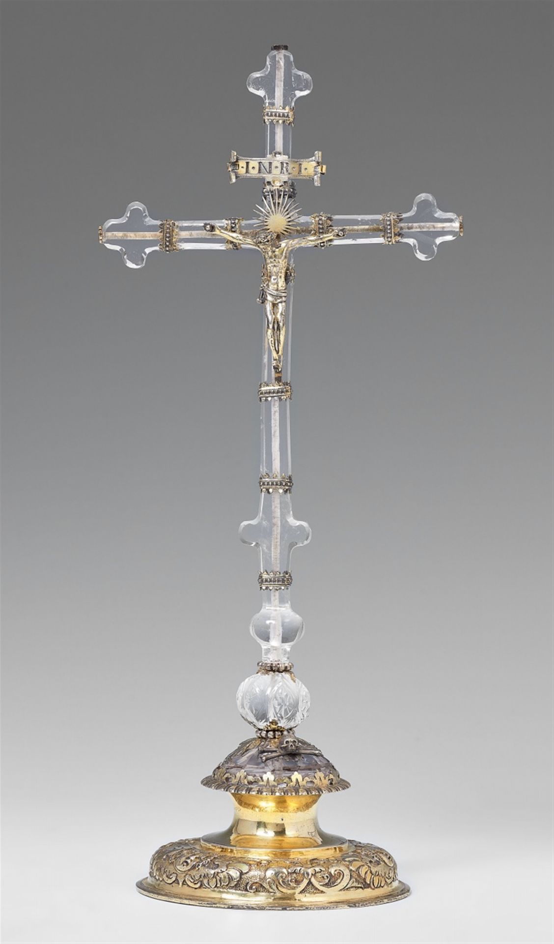 A small silver-mounted rock crystal altar cross, mid-17th century - Image 8 of 8
