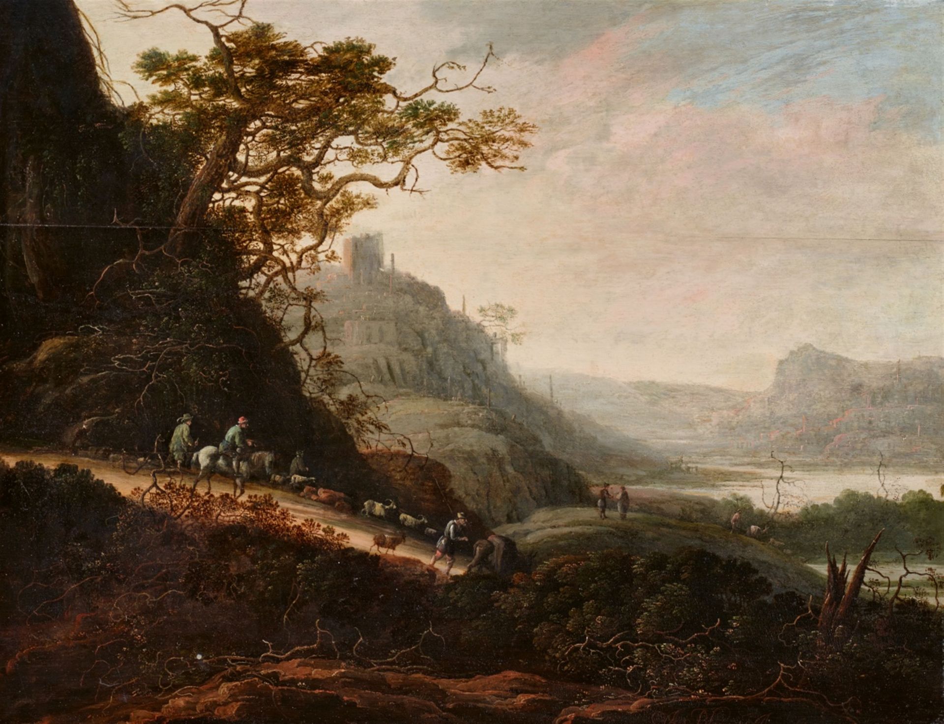 Adriaen Bloemaert, Landscape with Shepherds, Ruins and a Valley