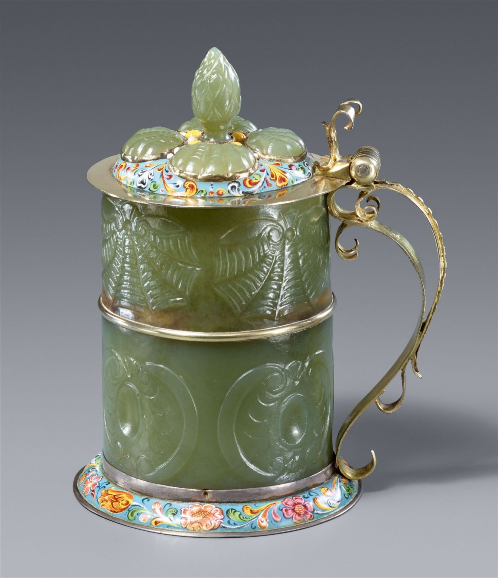 A courtly carved jade tankard