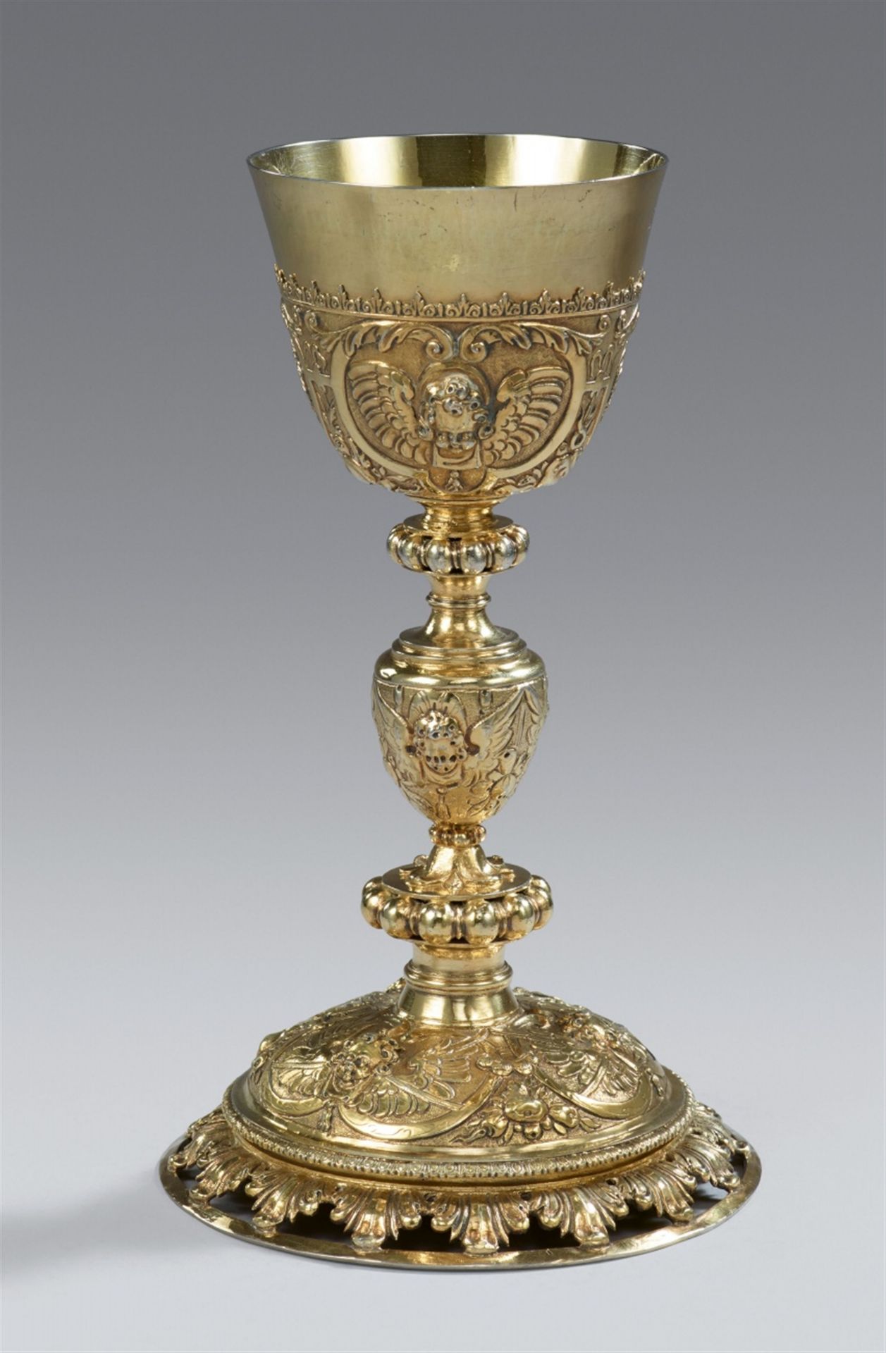 A Baroque silver gilt communion chalice