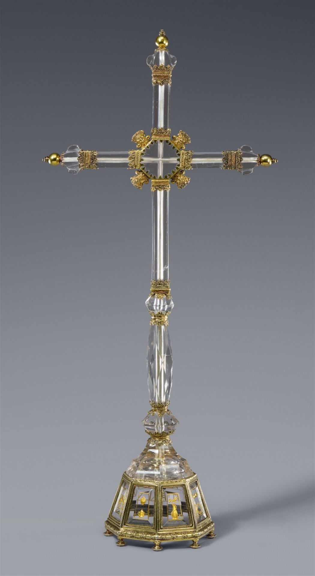 A large silver-mounted rock crystall altar cross