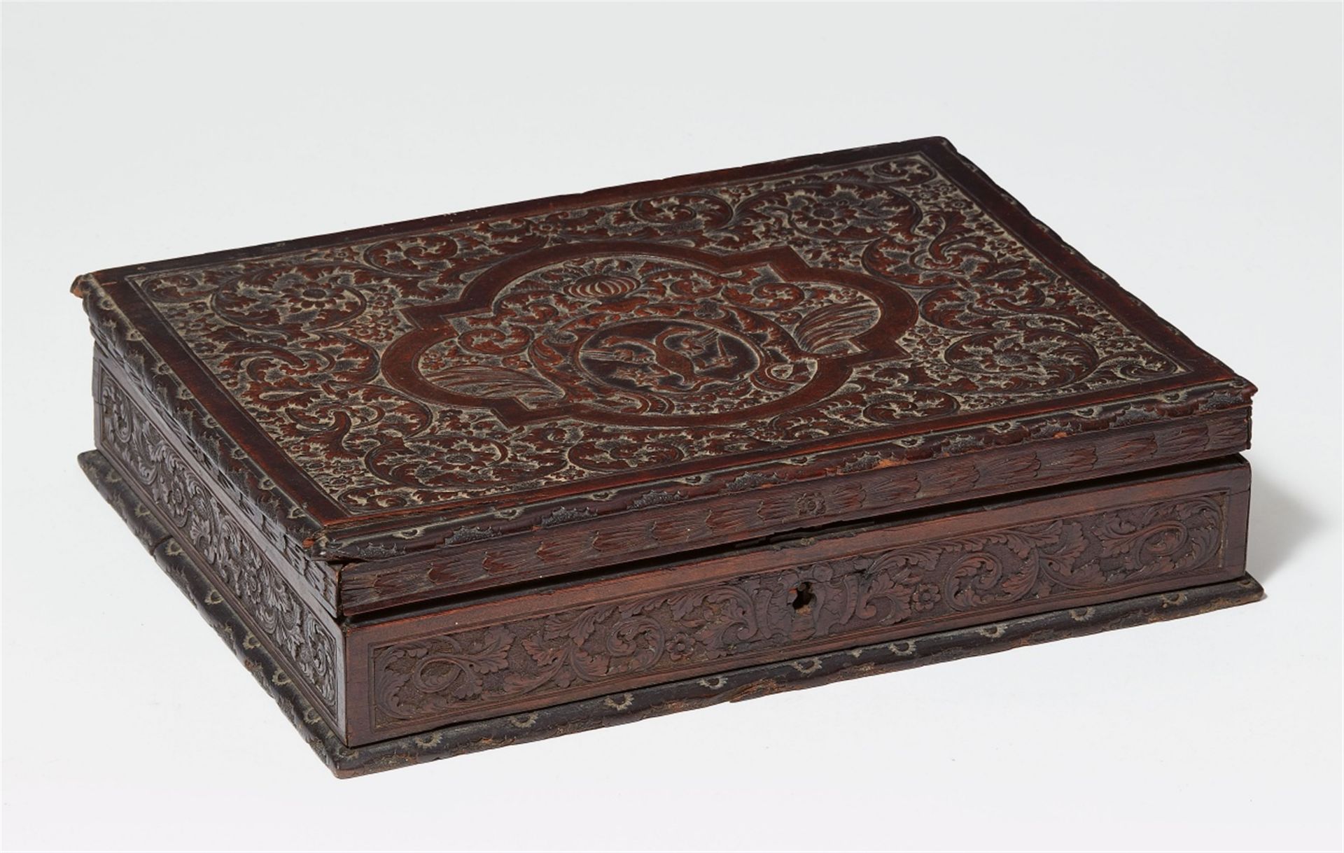 A cherry wood box with the Habsburg coat-of-arms