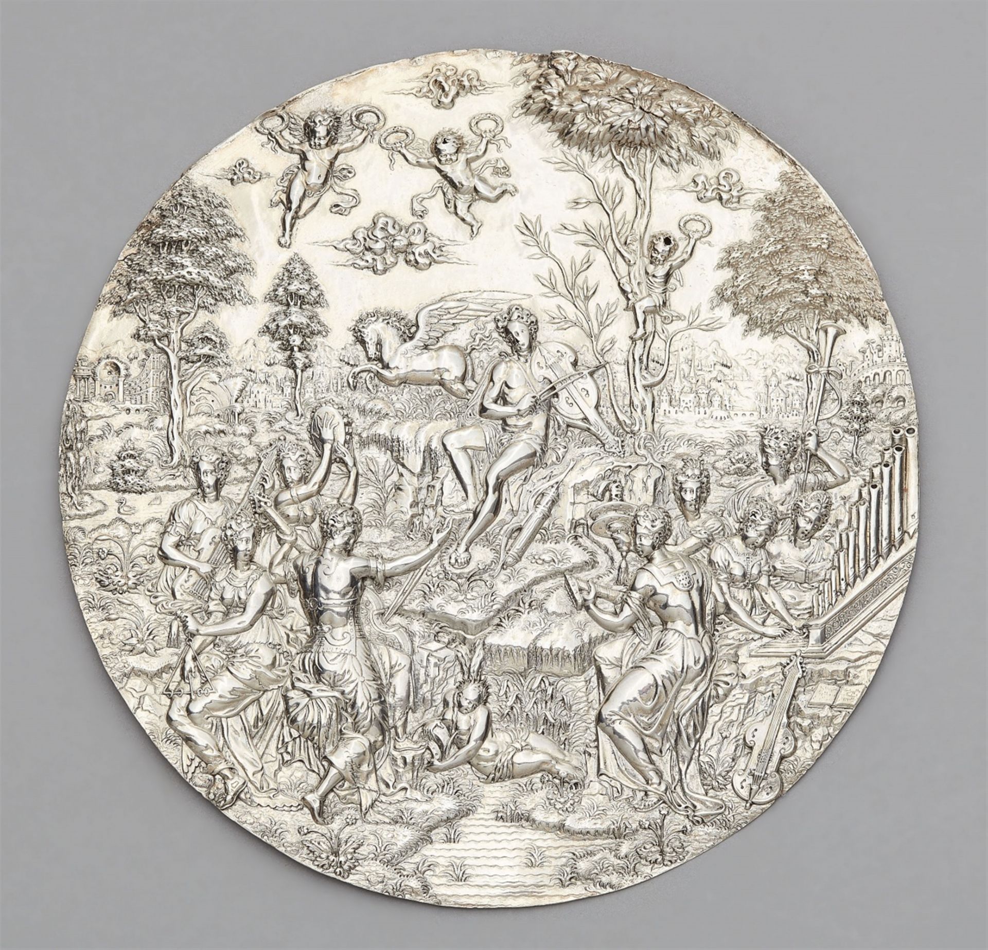 A silver relief with Apollo and the Muses