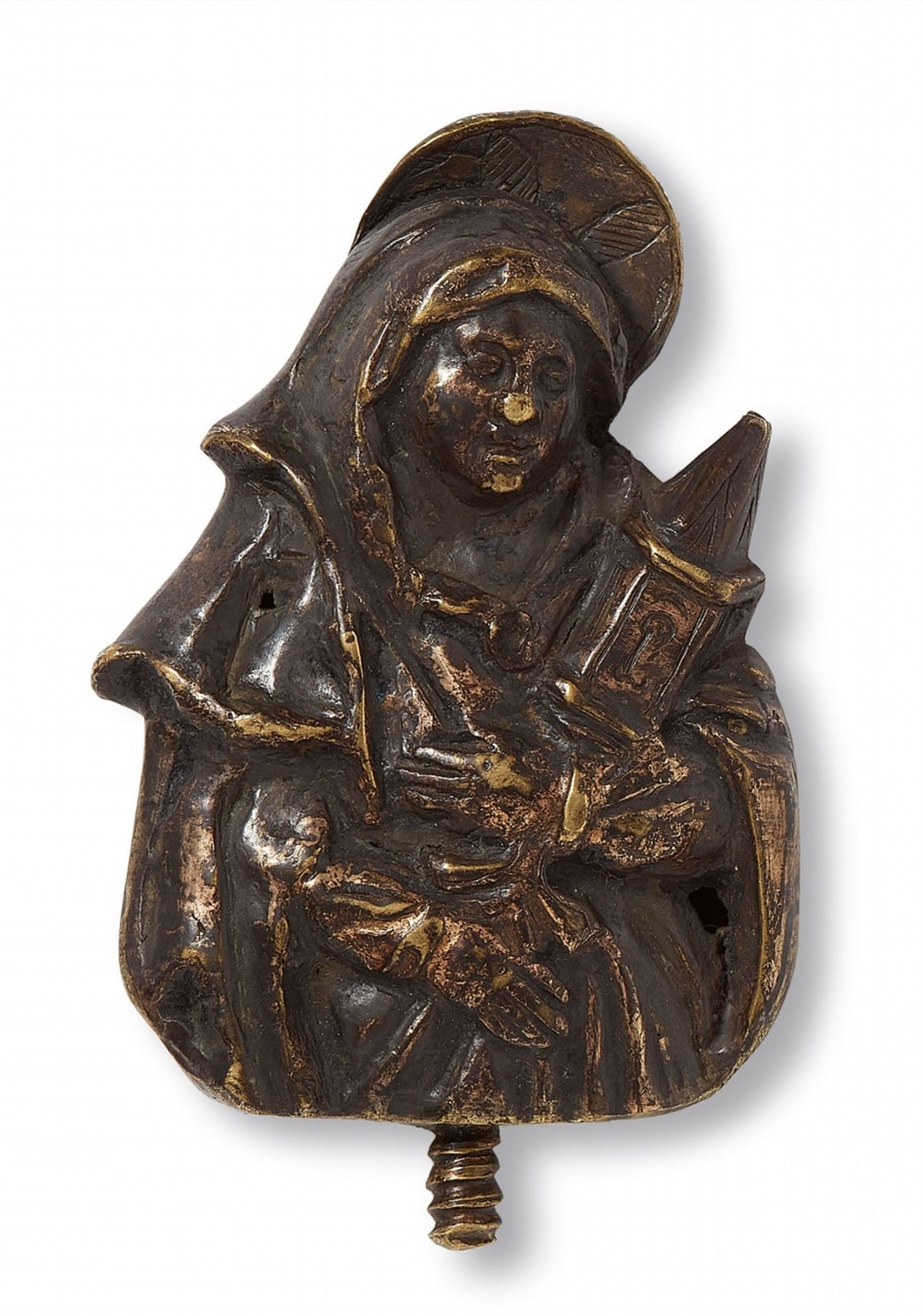 A 15th century Flemish bronze bust of Saint Clare