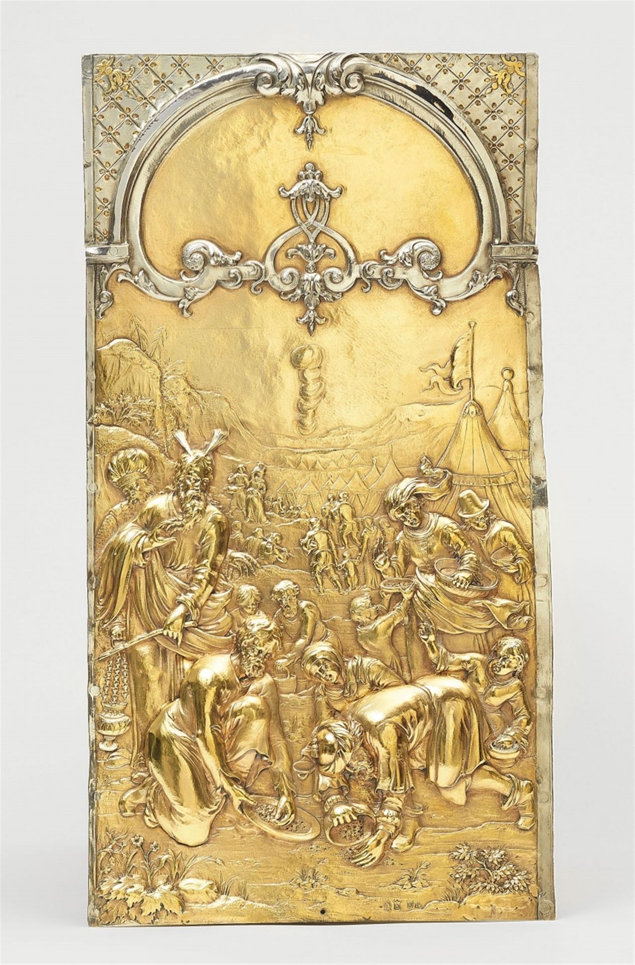 An important Utrecht parcel gilt silver plaque with the gathering of the manna