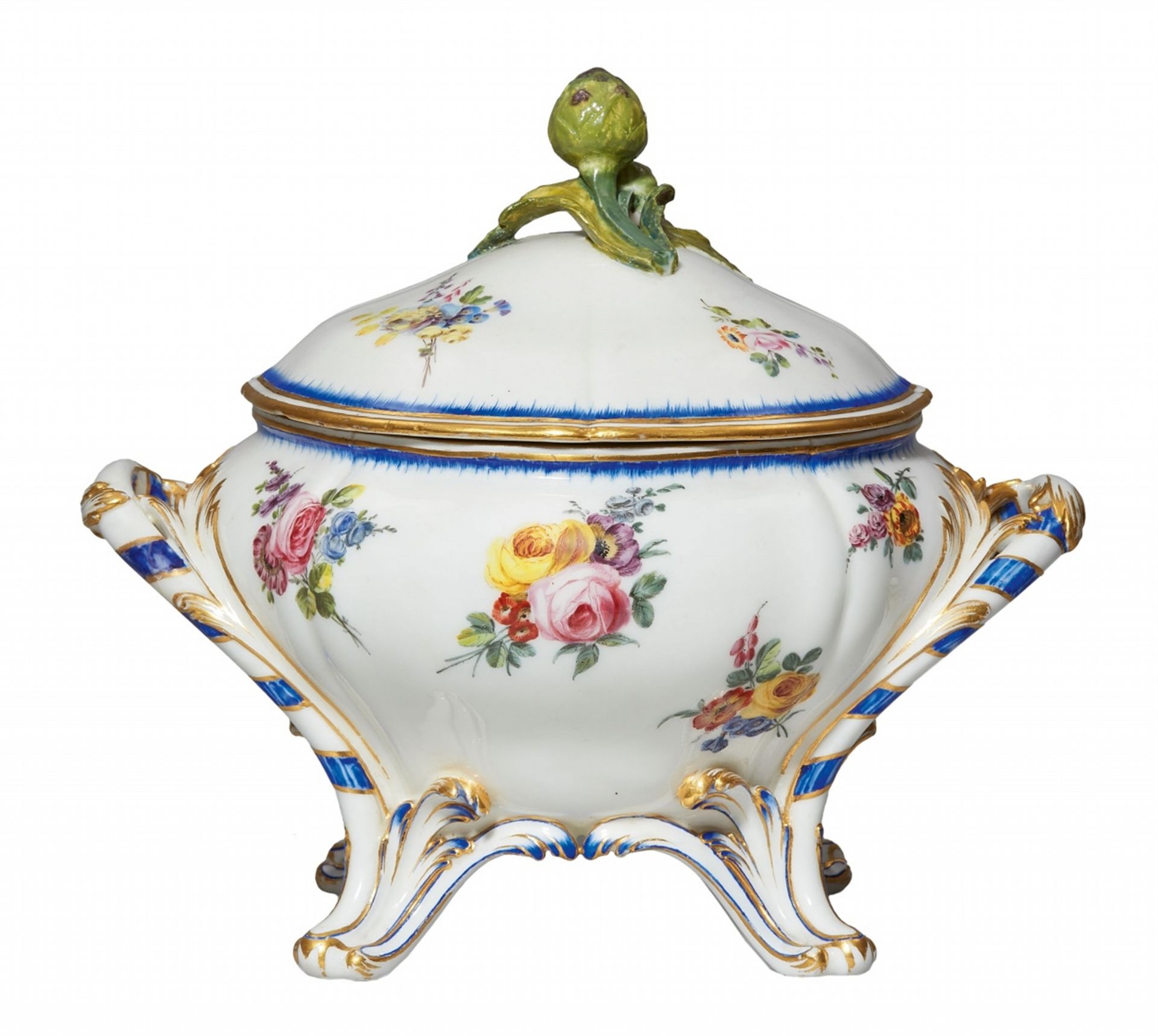 A Sèvres soft-paste porcelain “pot à oille” tureen from a service with bouquets - Image 2 of 2