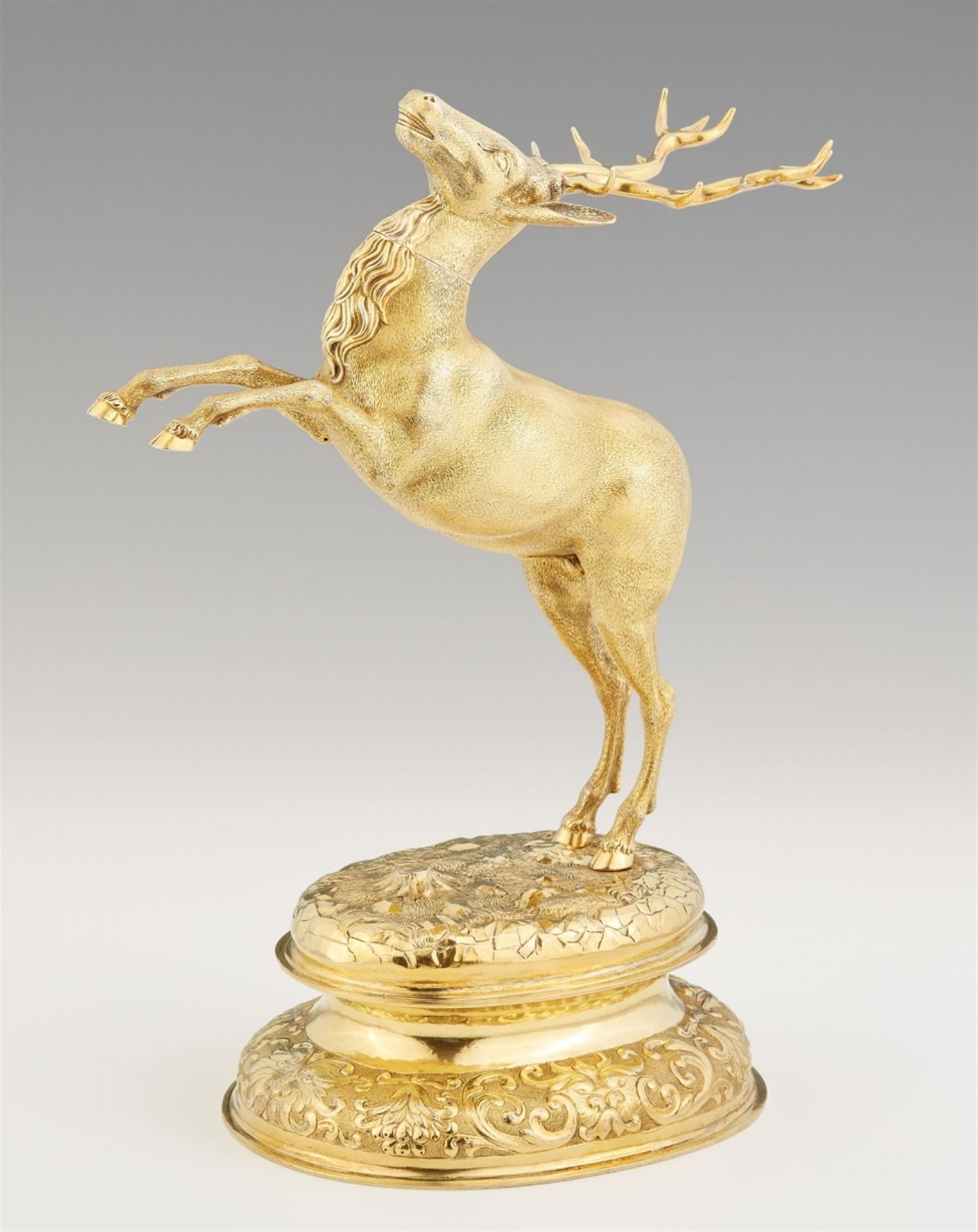 A Zurich silver gilt goblet in the form of a stag