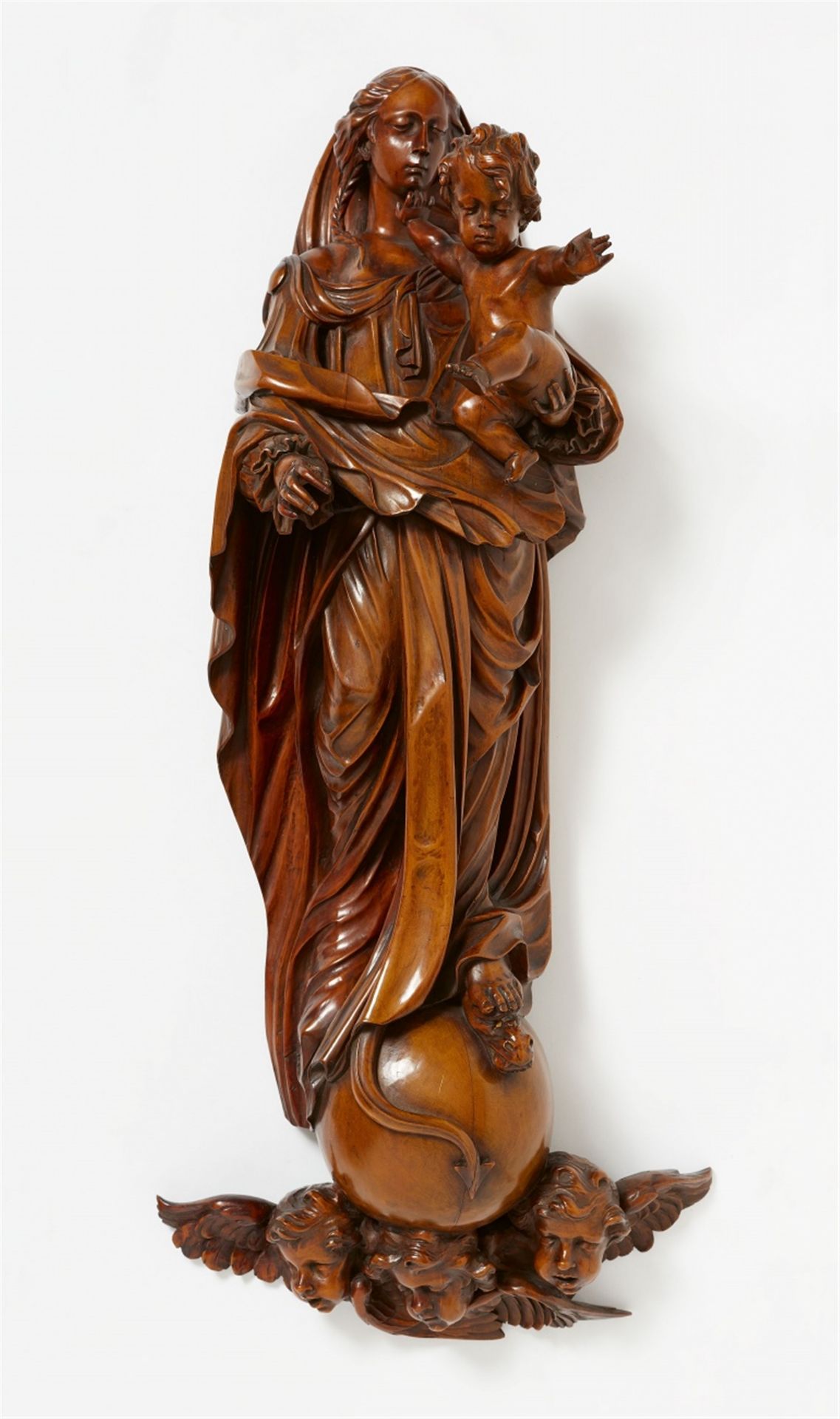 A Flemish carved wood figure of the Virgin and Child, late 17th century