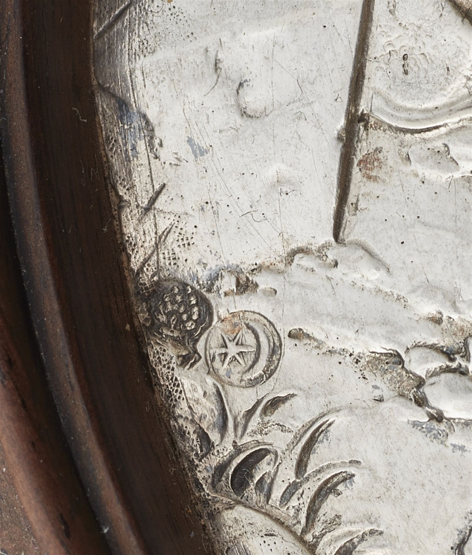 An Augsburg silver relief with Saint John the Apostle adoring the Virgin - Image 2 of 2