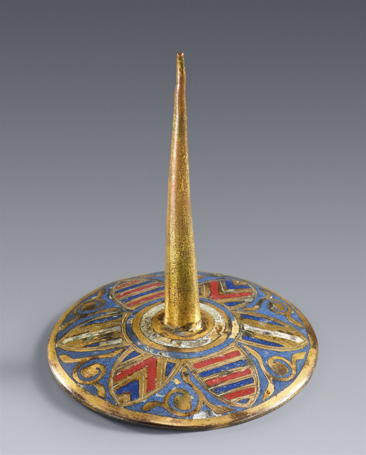 A cast bronze travel candlestick