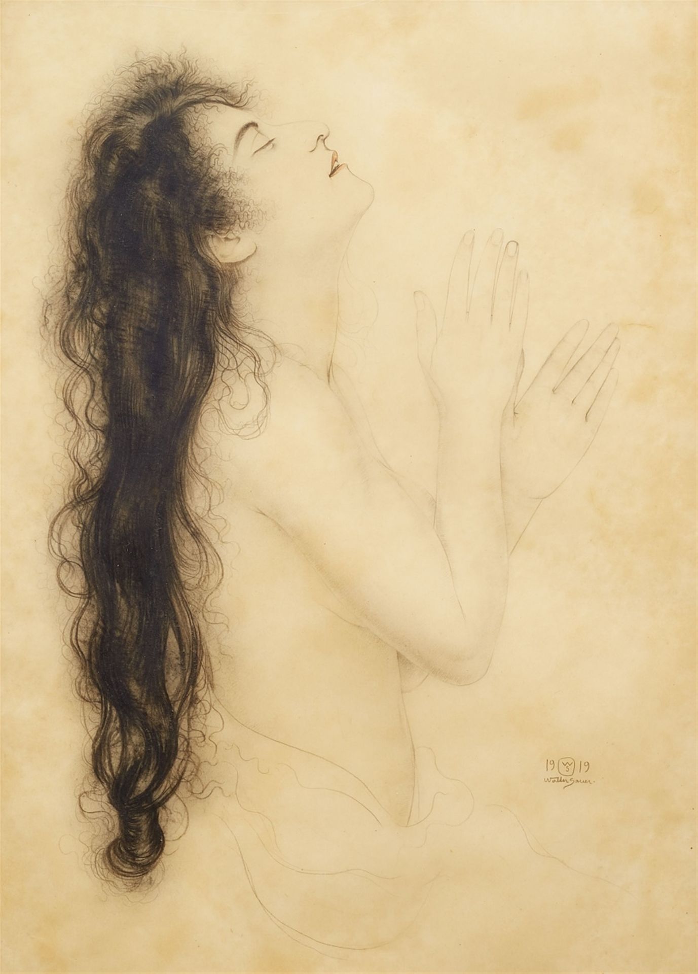 Walter Sauer, Bildnis einer Frau mit langem Haar