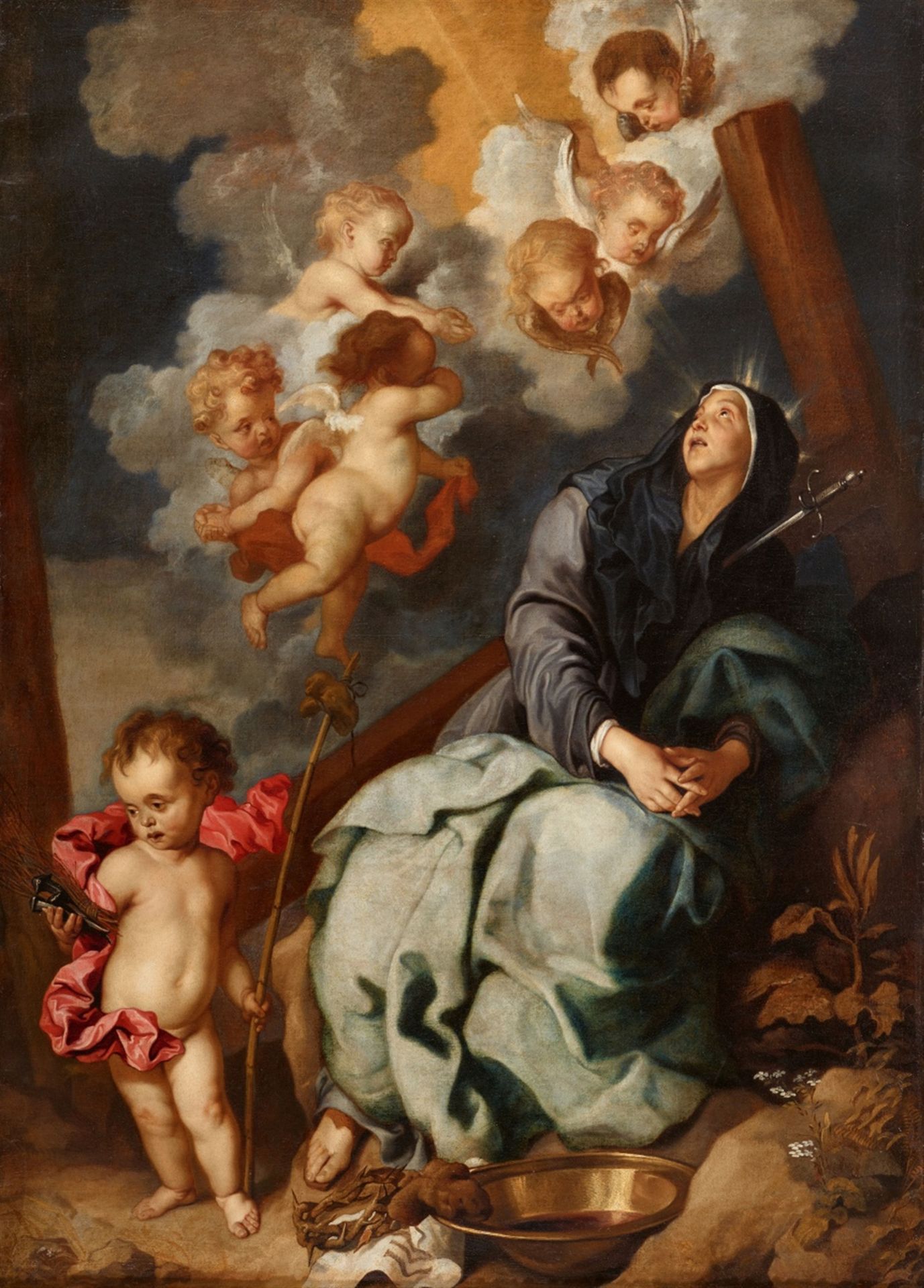 Anthony Van Dyck, follower of, Mater Dolorosa with the Arma Christi