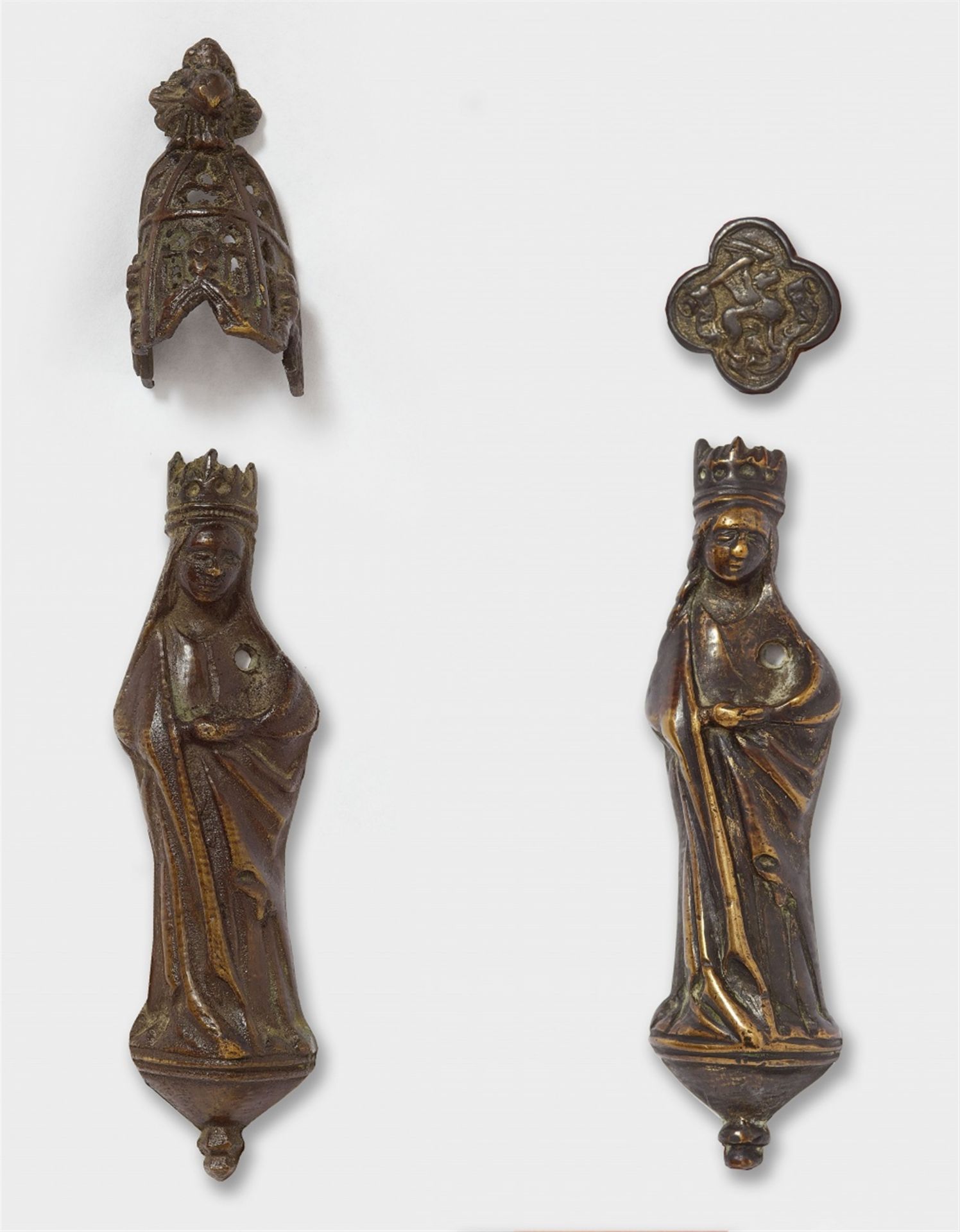 Two Flemish bronze figures of the Virgin, second half 15th century